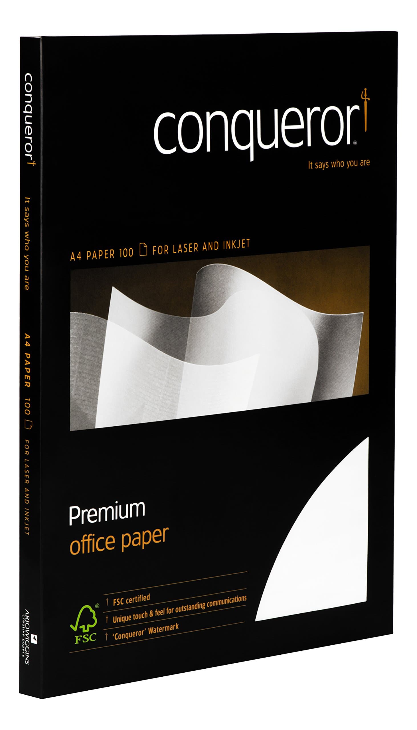 100 Sheets A4 Conqueror Laid (Textured) Vellum (Deep Cream) Paper - Premium Office Paper - In Original Conqueror BOX