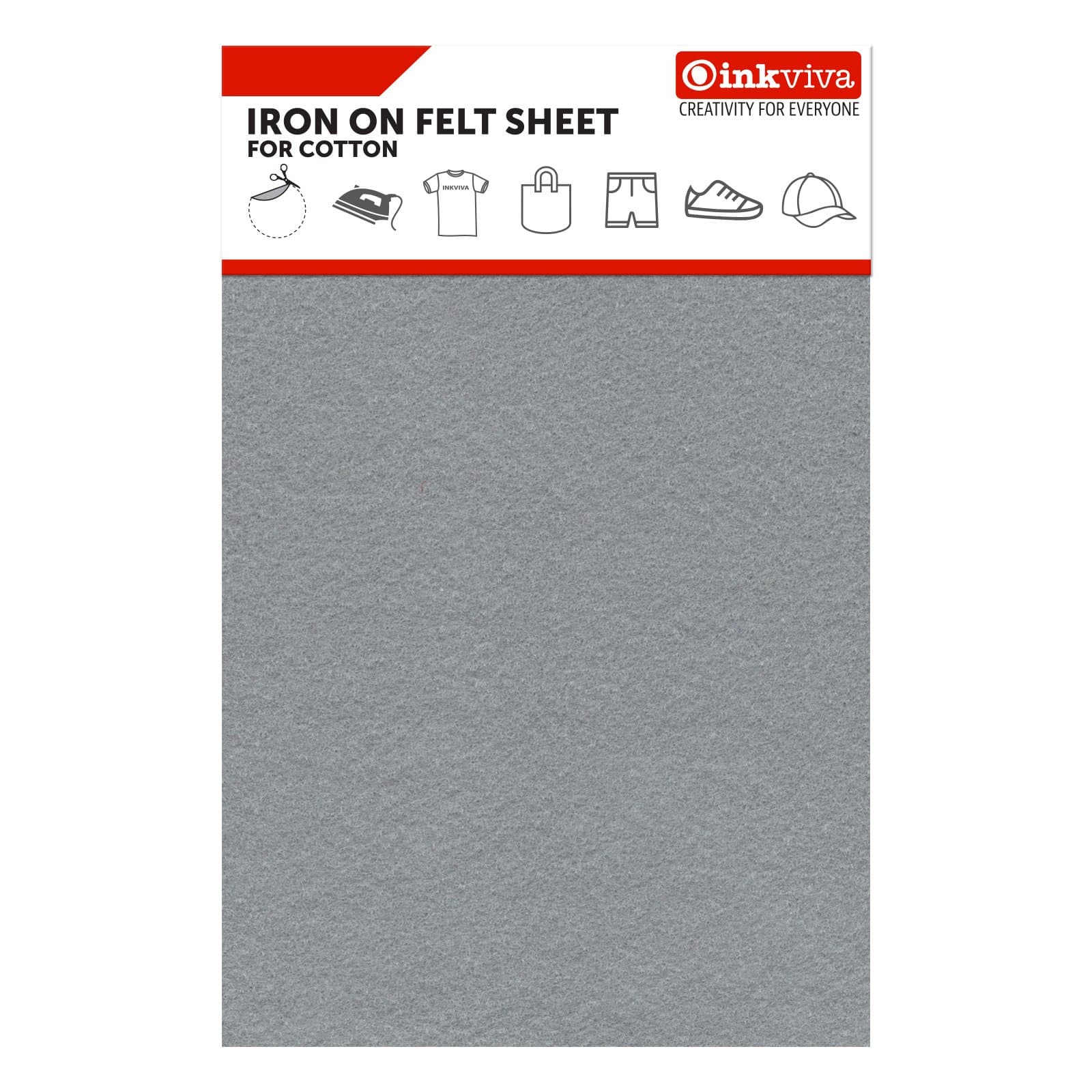 Iron on Soft Felt Material S05 Applique Fabric Sheet (1.5mm) for Cotton - 2 Sheets Package (Light Grey)