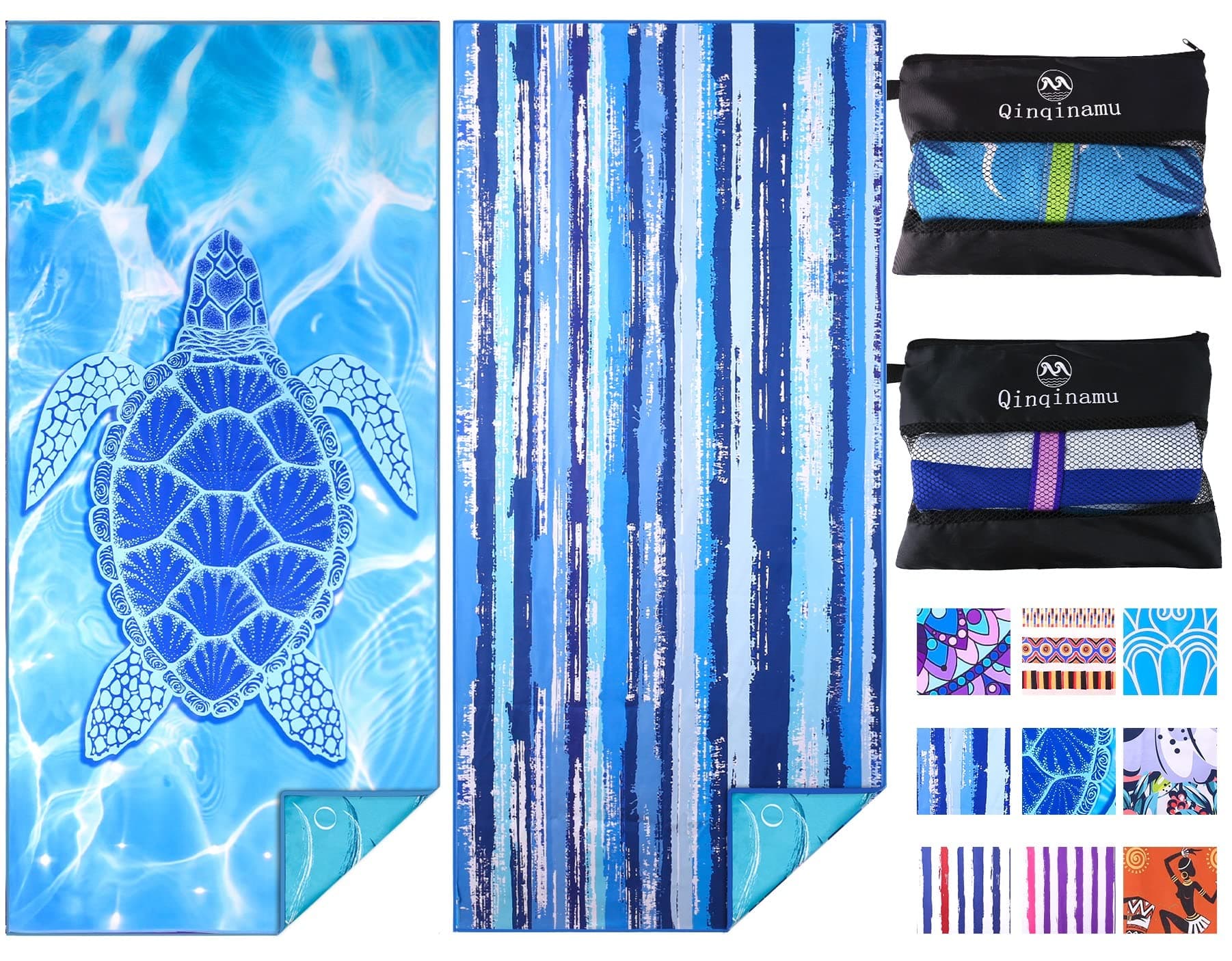 2 Pack Microfiber Oversized Lightweight Beach Towel 71"x32" XL Extra Large Thin Sand Free Towels Travel Swim Pool Yoga Gym Camping for Adults Women Men Beach Essentials Accessories Vacation Gift