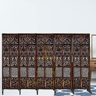 Wooden Room Partition for Living Room, Wood Screen Separator and Wooden Panel Room Dividers Wall Panels with Stands for Living Room/Bedroom/Office/Restaurant/Saloon(Brown)