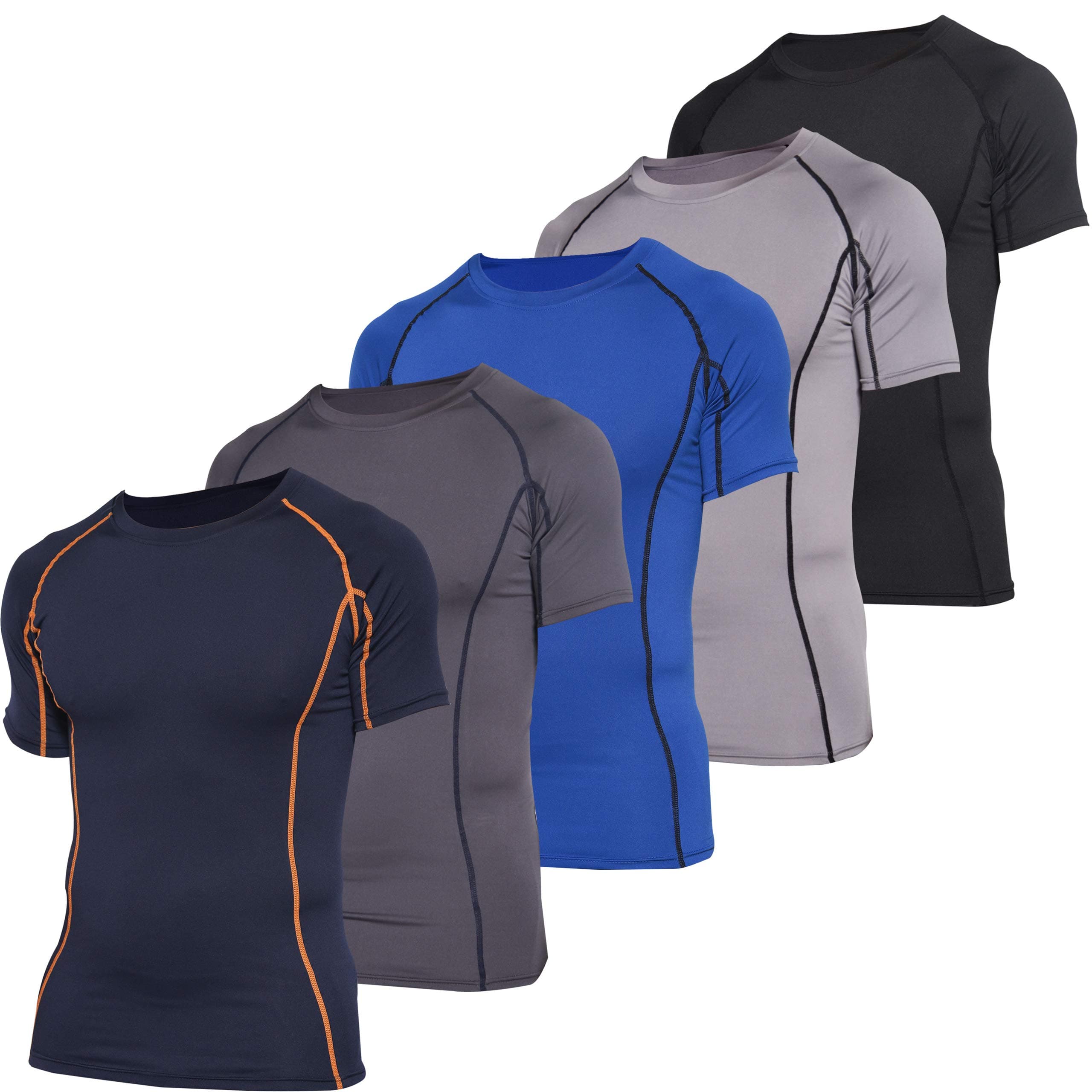 Real Essentials4 Pack: Men's Short Sleeve Compression T-Shirt Base Layer Undershirt Athletic Top (Available in Big & Tall)
