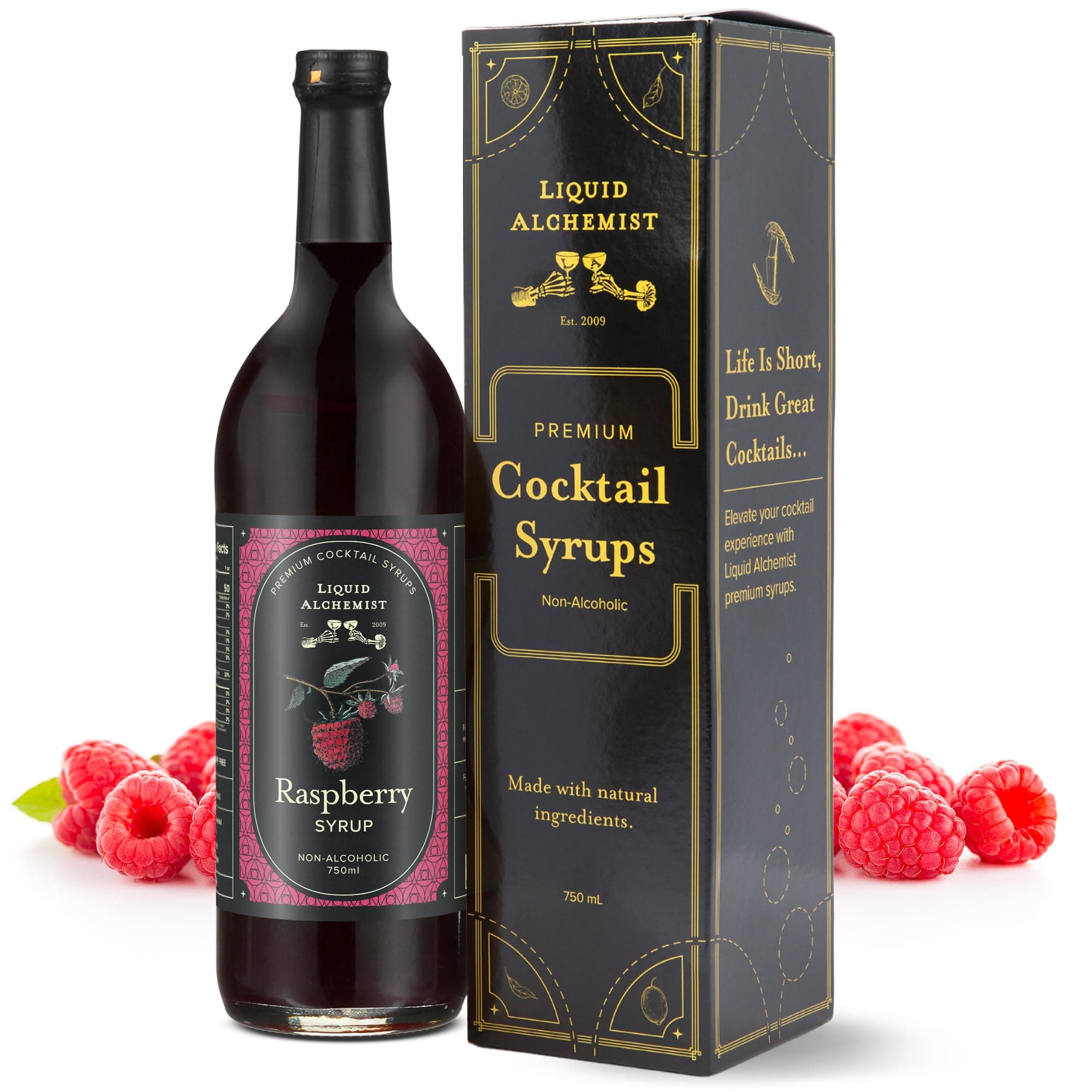 Liquid Alchemist Raspberry Syrup for Drinks - Real Ingredients Make our Raspberry Puree for Drinks the Perfect Drink Mixer - Our Cocktail Syrup is Non-GMO & Vegan (25.4 oz)
