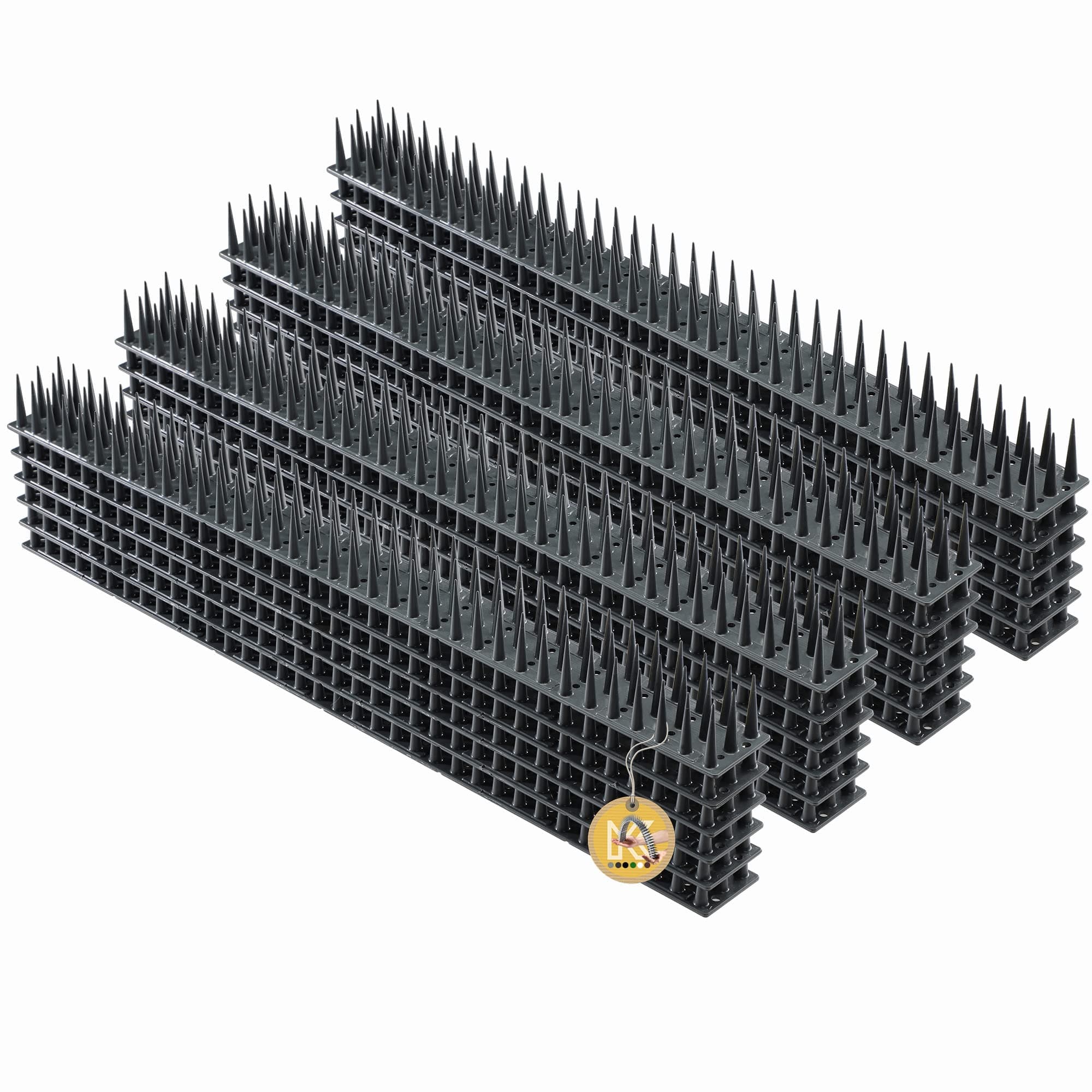 Plastic Bird Spikes, 51 x 4 x 3 cm, Wall Spikes, Fence Tops Spikes, Pigeon Repellent, Deterrent for Birds, Cats, Anti Climb Spikes, Squirrel Repellent (24, Anthracite)