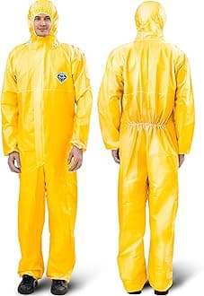 Medtecs Unisex's Il-3074yehtp Protective-Work-and-lab-Coveralls, with Seal Tape (Type 4), XL