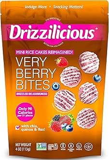 Mini Flavored Rice Cakes Very Berry - Rice Crisps, Healthy Snack for Adults and Kids, Vegan, Gluten Free Snack, Allergen Free, Only 90 Calories Per 21 Pieces - 4 oz (Pack of 1)