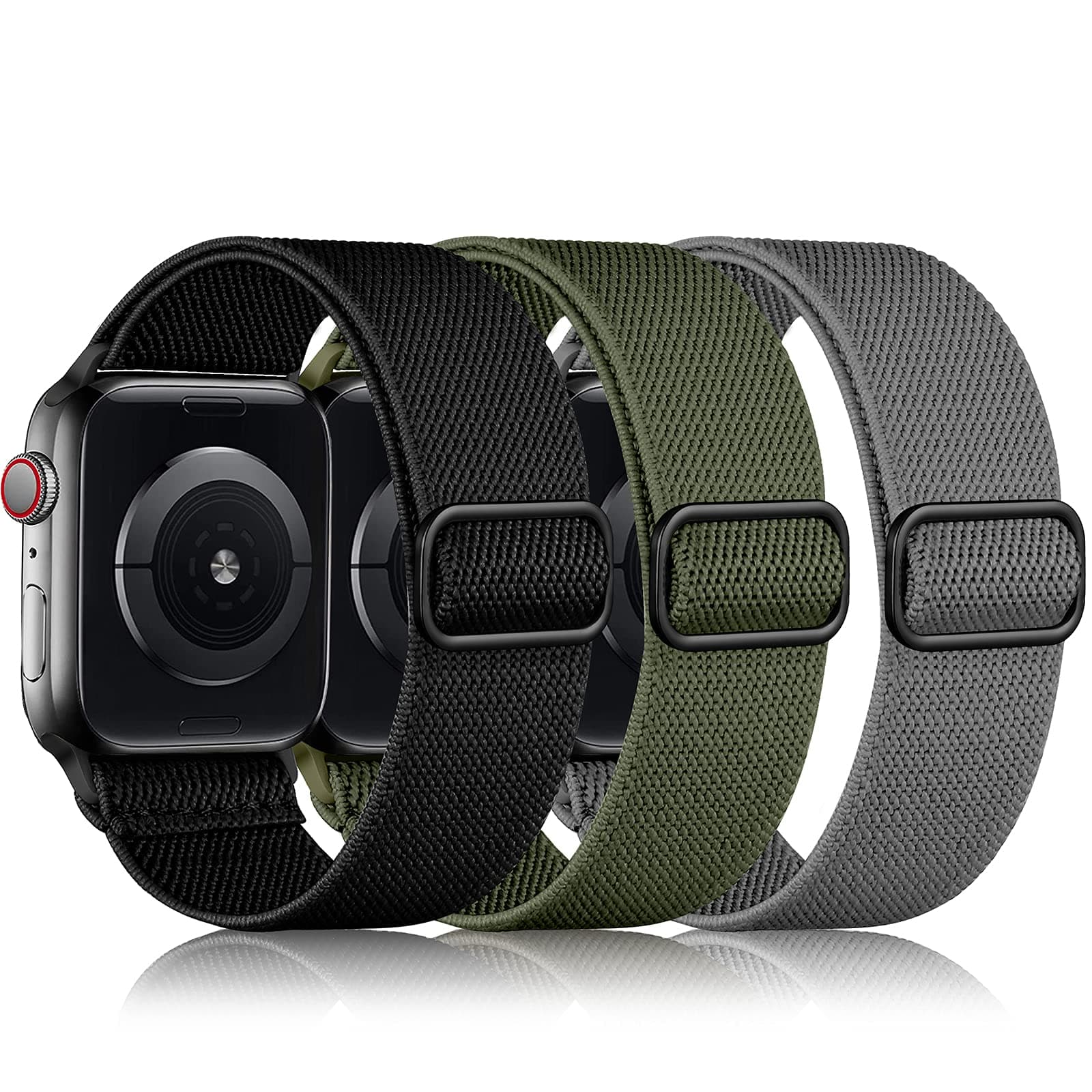 3 Pack Stretchy Solo Loop Compatible with Apple Watch Bands for Men 49mm 46mm 45mm 44mm 42mm, Soft Nylon Braided Elastic Strap for iWatch Band Series 11 10 9 8 7 6 5 4 3 SE Ultra 3 Ultra 2 Ultra