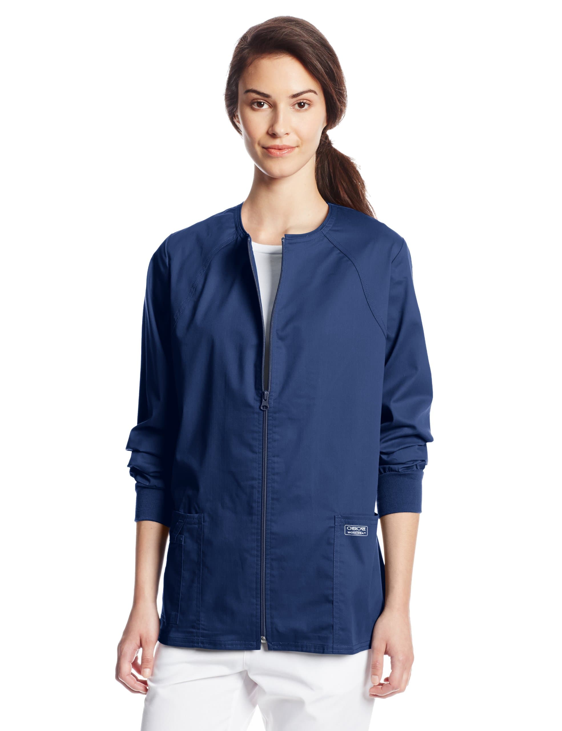 Zip Front Scrub Jackets for Women, Workwear Core Stretch Soft Brushed Twill 4315