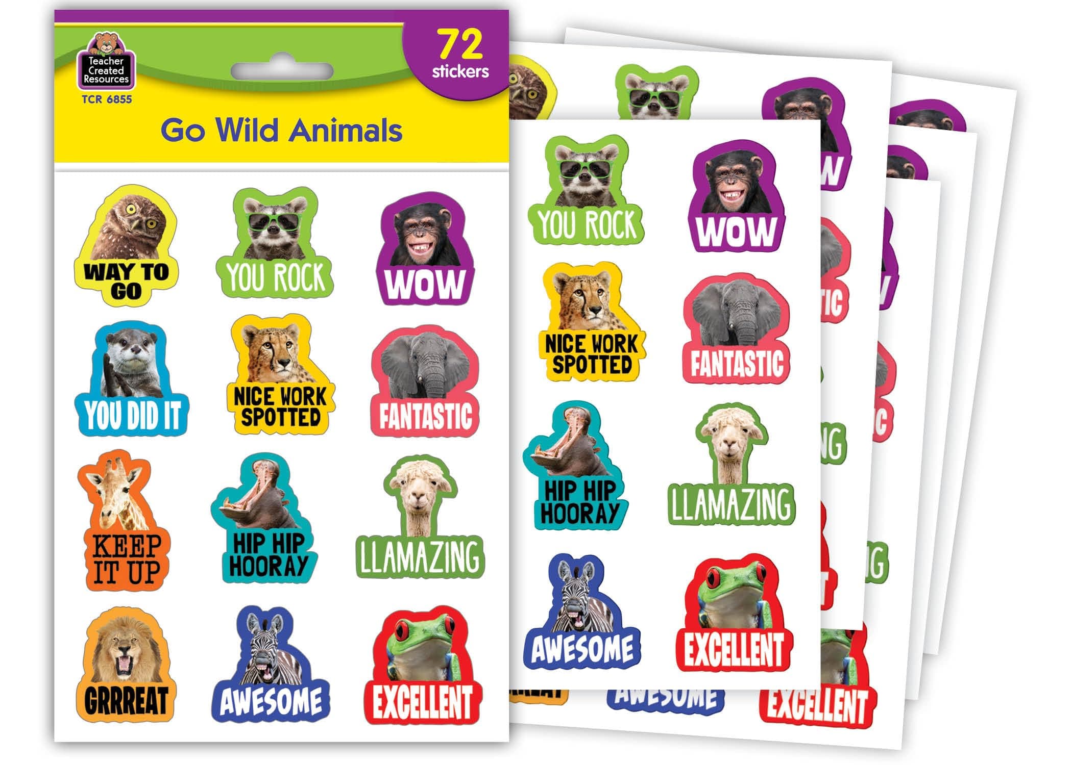 Teacher Created Resources Go Wild Animals Stickers