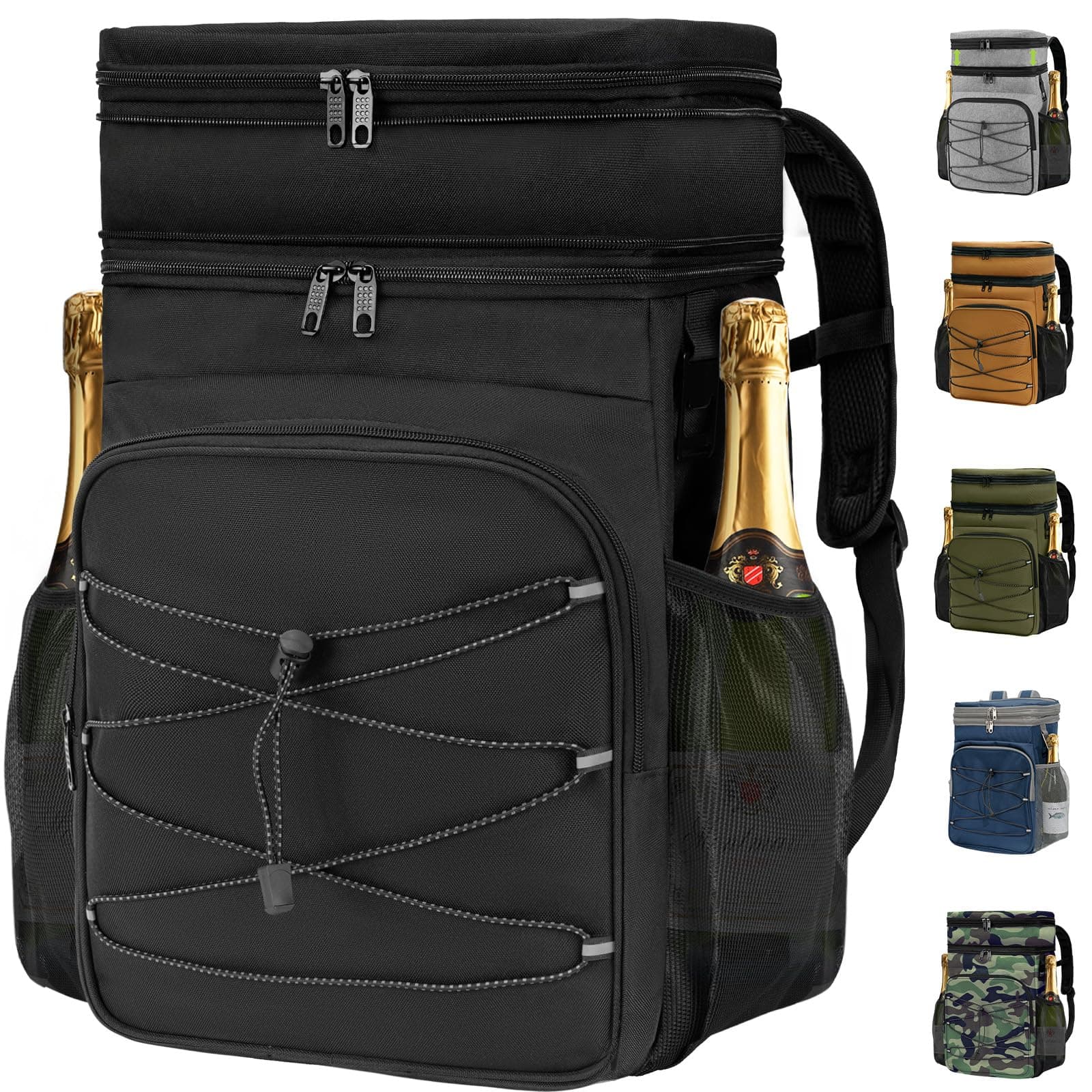 Expandable Backpack Coolers Insulated Leak Proof - 36/48 Cans Double Deck Cooler Backpack Waterproof - Soft Lightweight Portable Cooler Bag for Beach Picnic Camping Men and Women