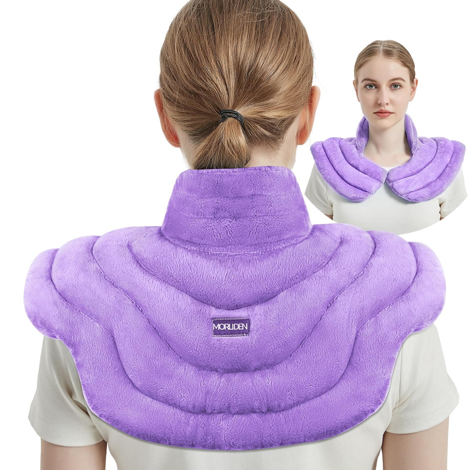 Neck Heating Pad Microwavable for Shoulders, Warmer Wrap Microwave Heating Pad for Neck and Shoulders for Pain Relief (Purple)