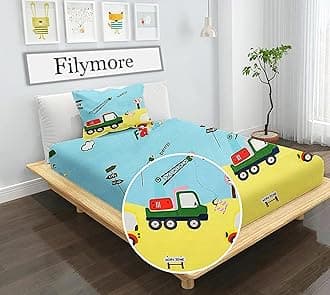 Filymore Car Single Bed Sheet for Cute car Toys bedsheet for Boys Room Cartoo...