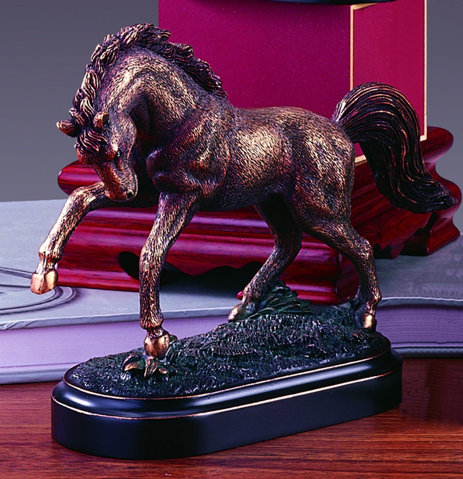 Galloping Bronze Finish Horse Statue Figurine