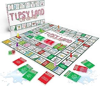 Tipsy Land Christmas Edition Your New Favorite Party Board Game, More Than 75 Unique Spaces for Calling Out Friends, Silly Dares & Confessions, Mini Competitions