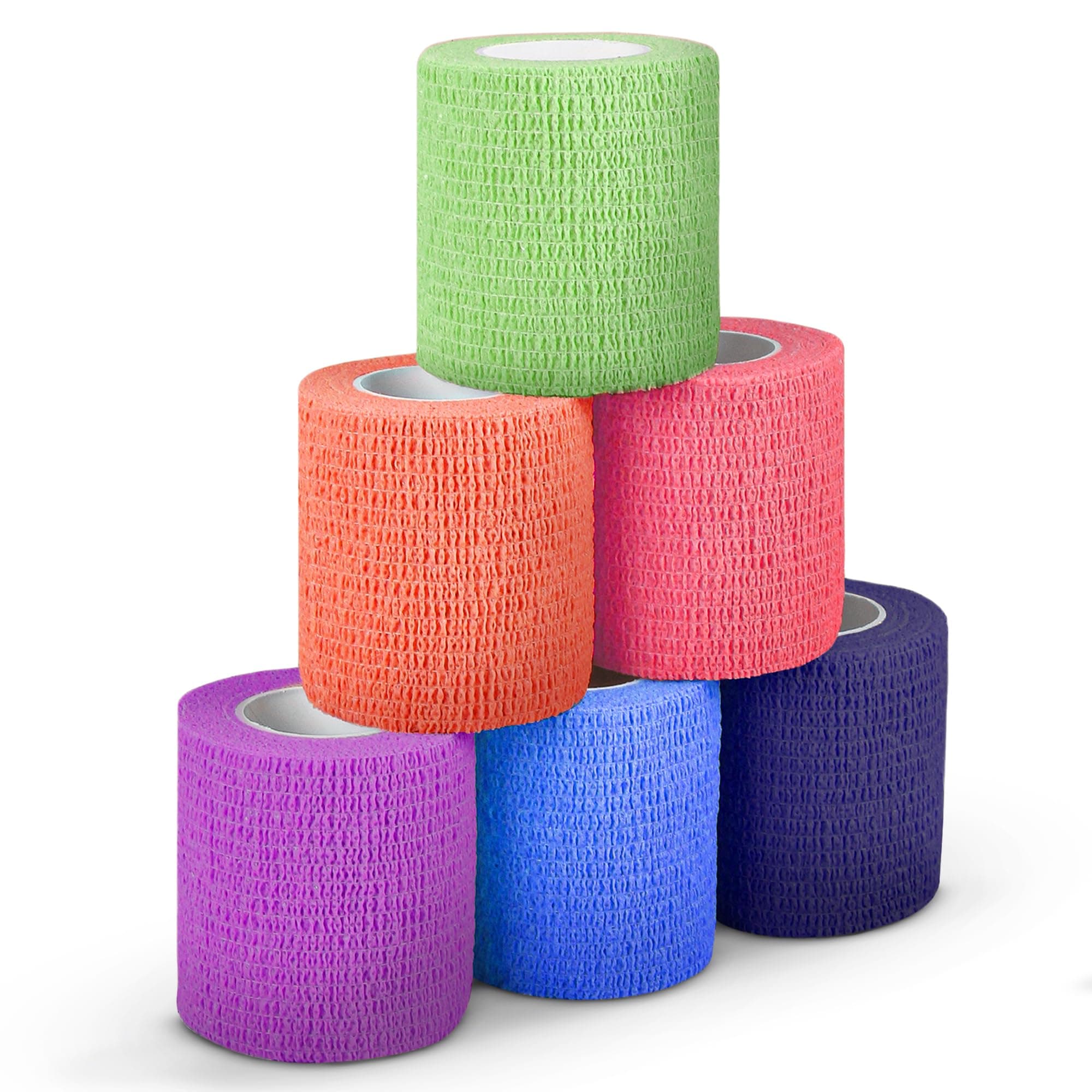 Self Adherent Cohesive Bandages 3" x 5 Yards - 6 Count, Rainbow Colors