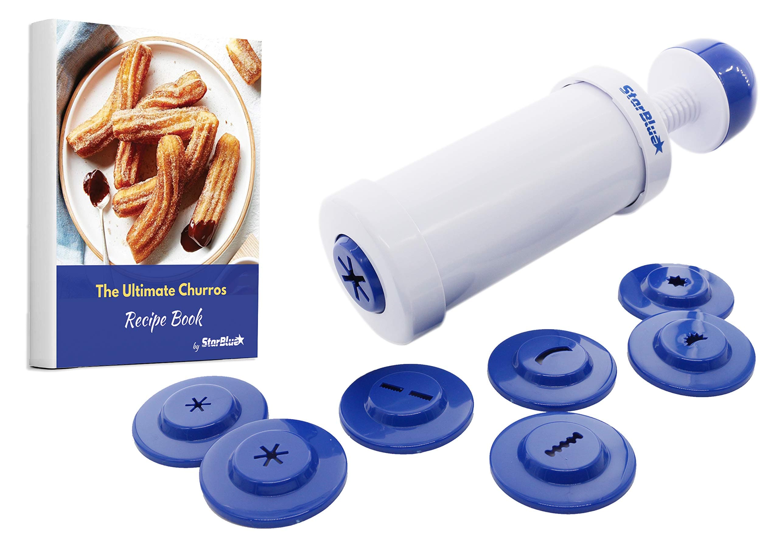 – Churrera Churro Maker with FREE Recipe e-Book - Easy Piping Nozzle Tool for Deep Fry Churro in 8 Difference Shapes
