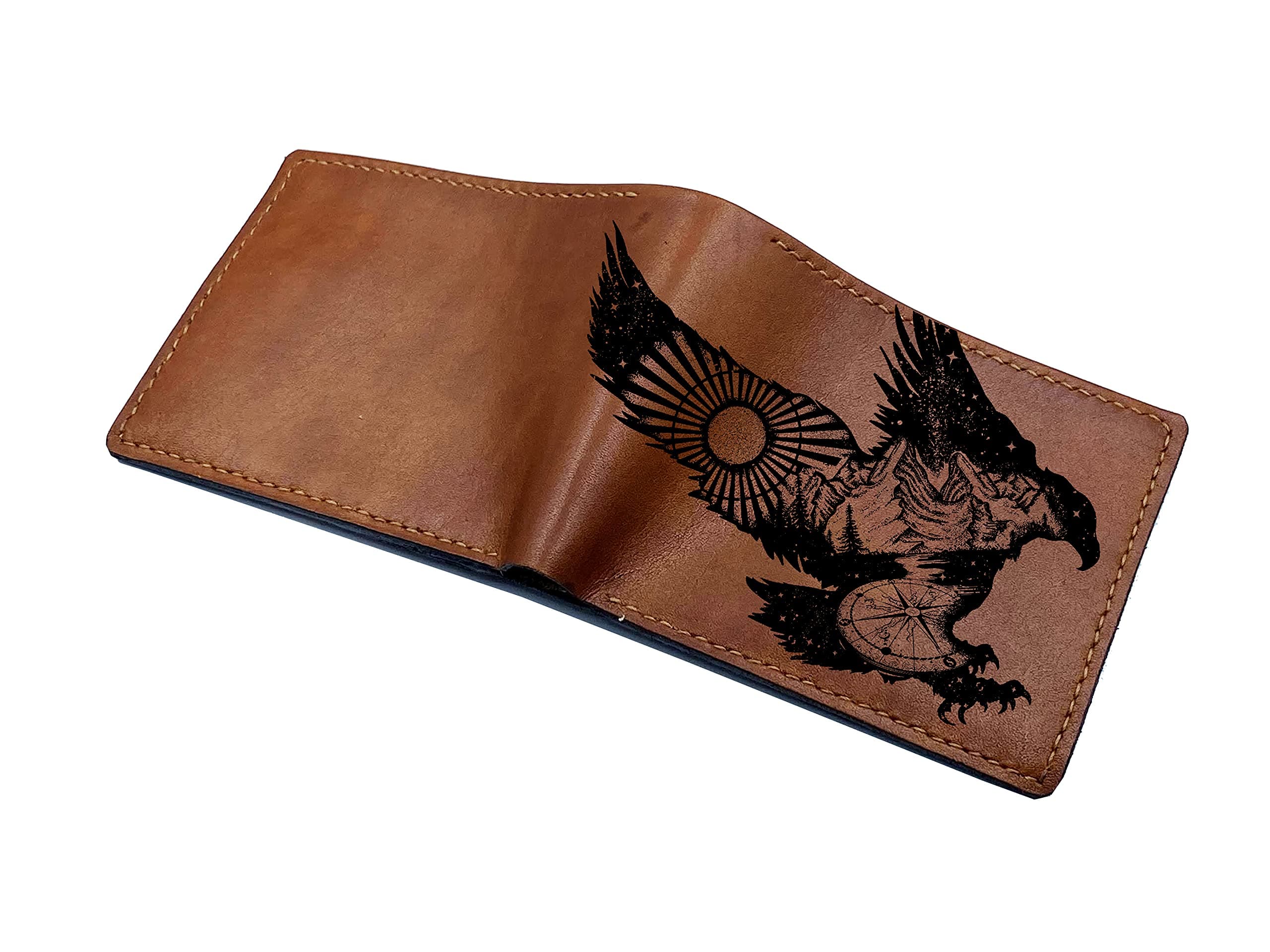 Mayan Corner - Eagle tattoo style leather men's wallet, animal pattern wallet, christmas present ideas for men