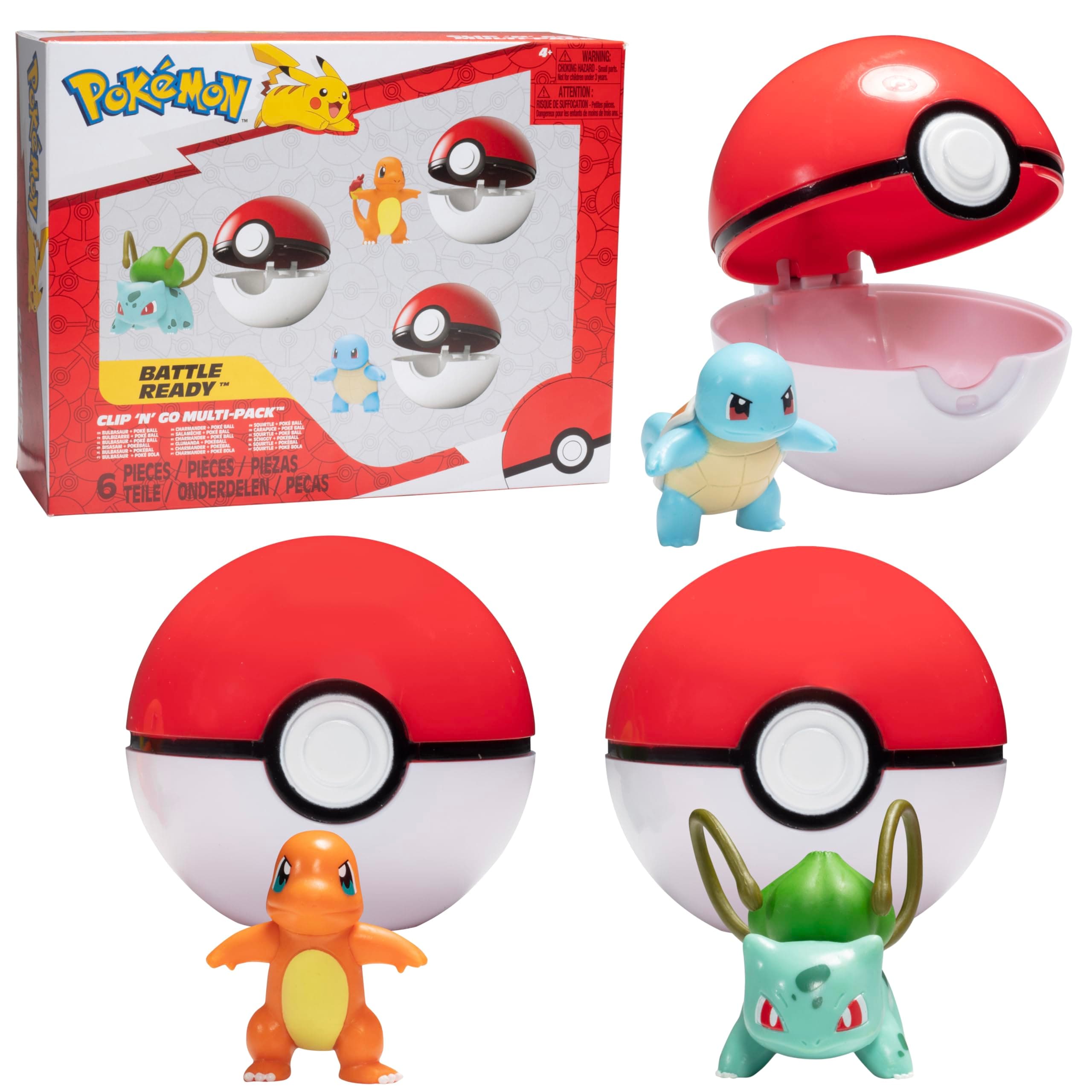 Pokemon Clip ‘N’ Go Multipack - Includes Three 2-Inch Battle Figures and Three Poké Ball Accessories