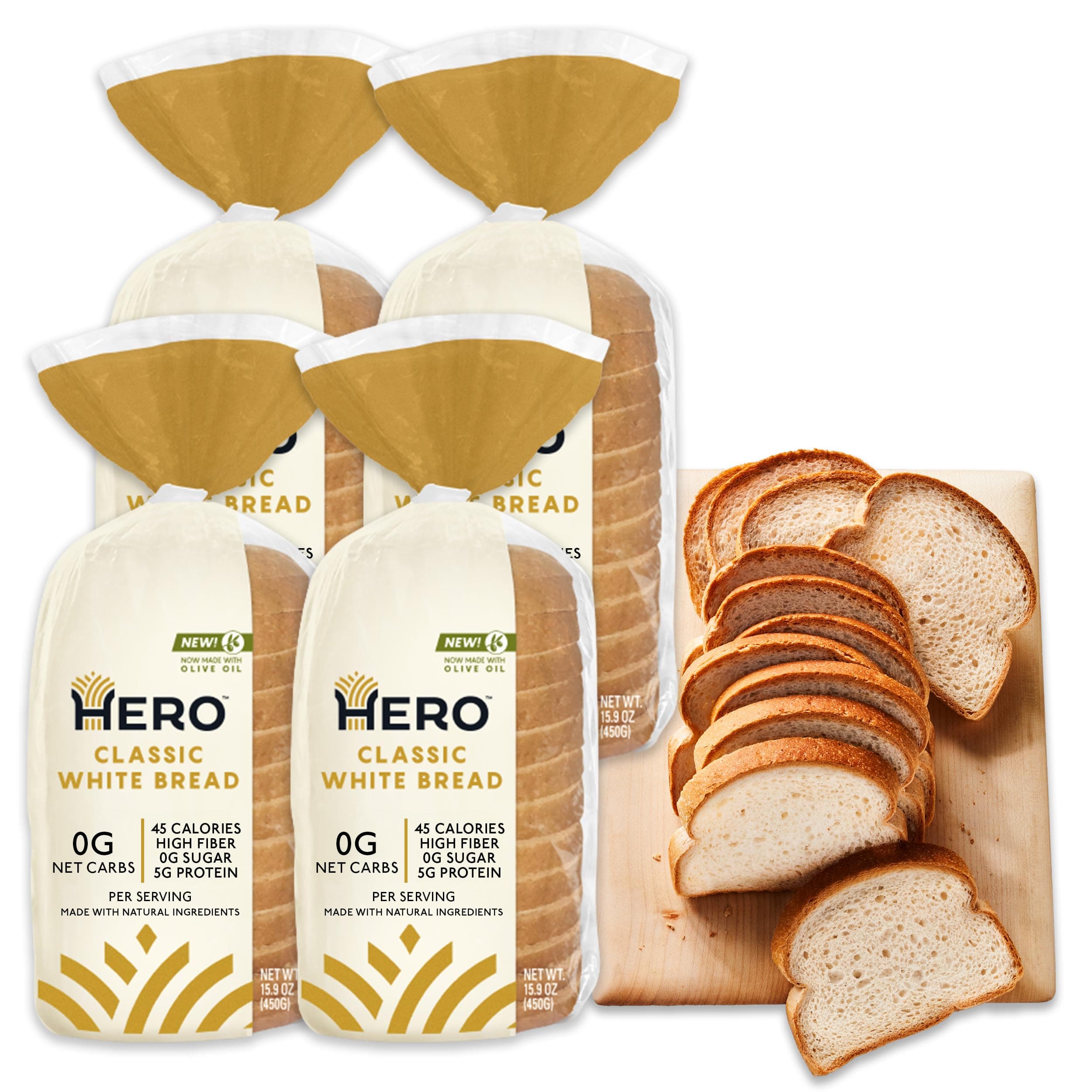 Hero Sliced White Bread (4 Loaves)