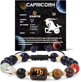 GolbalJew Zodiac Bracelets for Women 12 Constellations Healing Crystal Stone Beads Bracelet Birthday Zodiac Gifts Horoscope Spiritual Bracelet