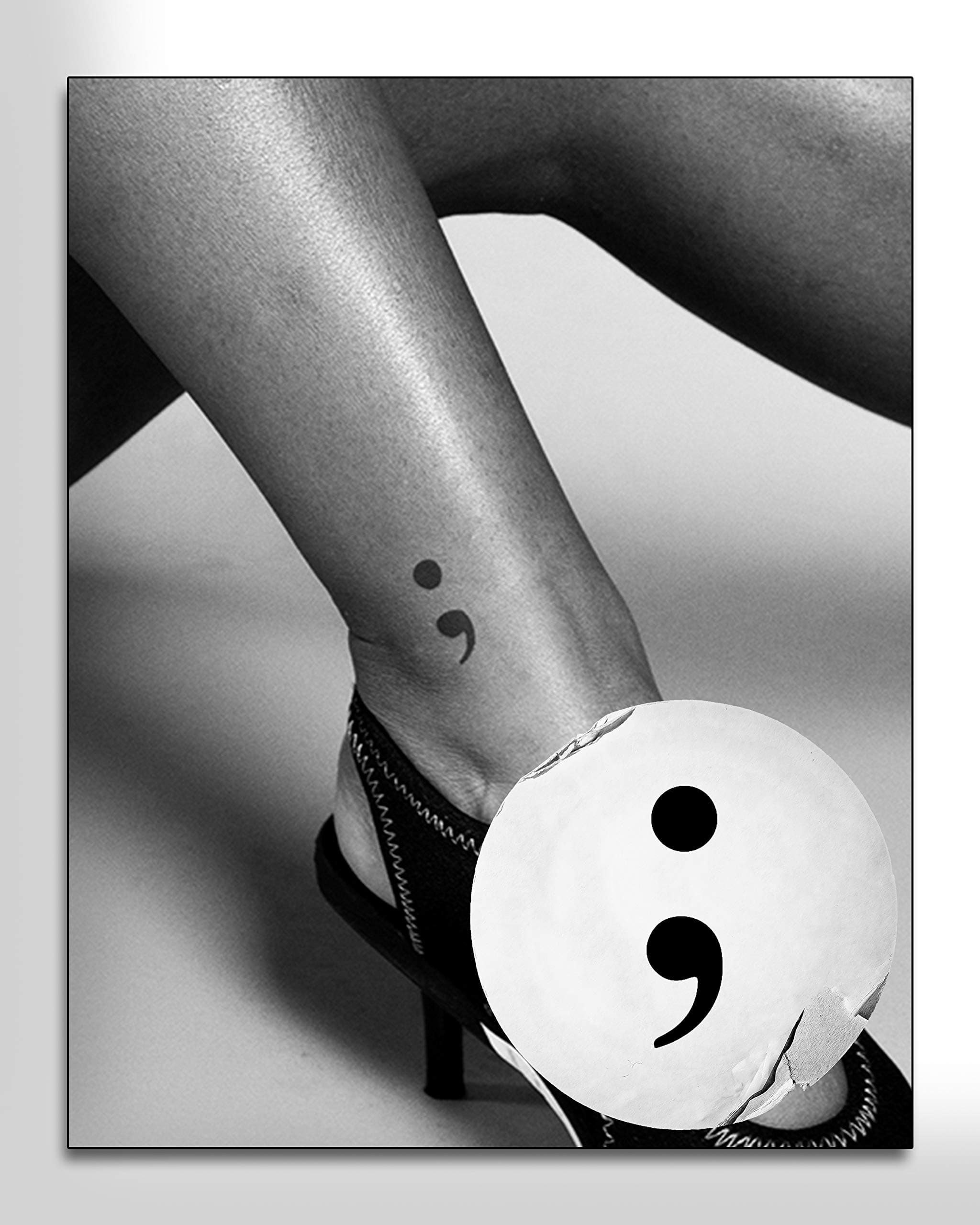 Inkbox Temporary Tattoos, Organic, Last For 1-2 Weeks, Easy To Apply, Long Lasting, Waterproof, Project Semicolon, 2 x 2 inches