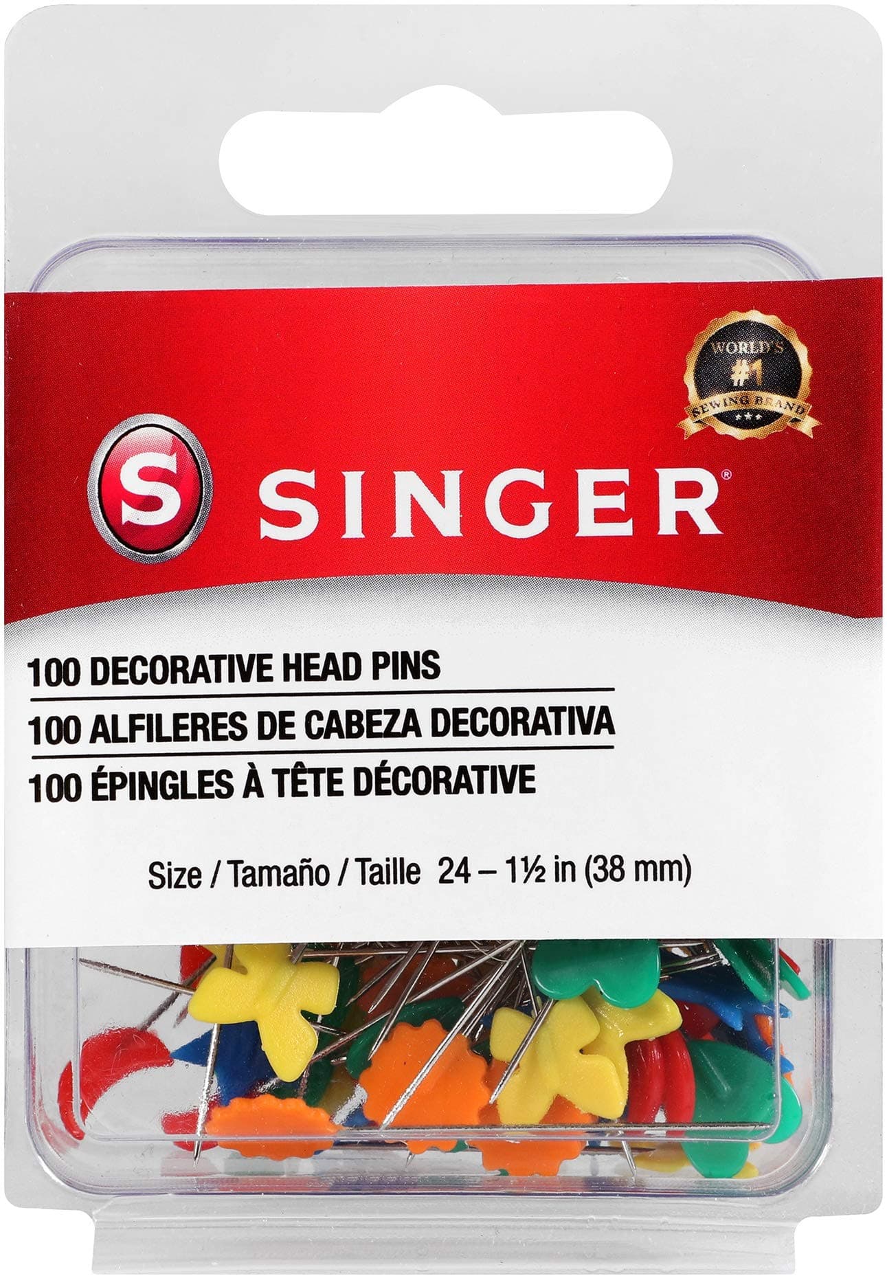 SINGER 00359 Decorative Head Straight Pins, 100-Count,