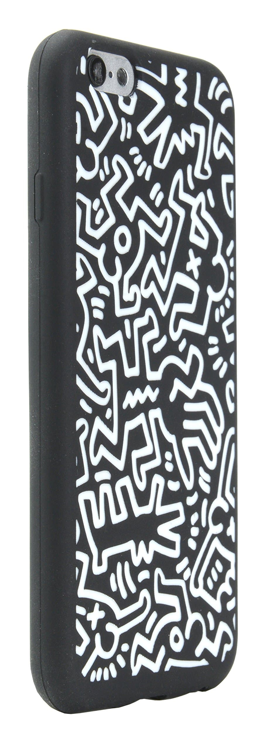 Keith Haring Official Licensed Collection Laser Engraved Silicone Case for iPhone 6, 4.7 inch Chaos Black and White