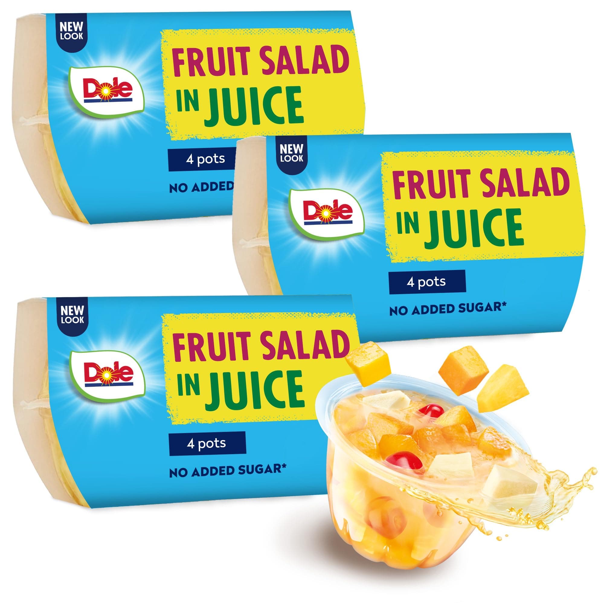 Mixed Fruit In Juice With Cherry 3 x 4 Packs of Assorted Fruits, Healthy Snack, No Added Sugar Fruit Cocktail Bowls, Perfect for Breakfast & Dessert or Adding to Recipes
