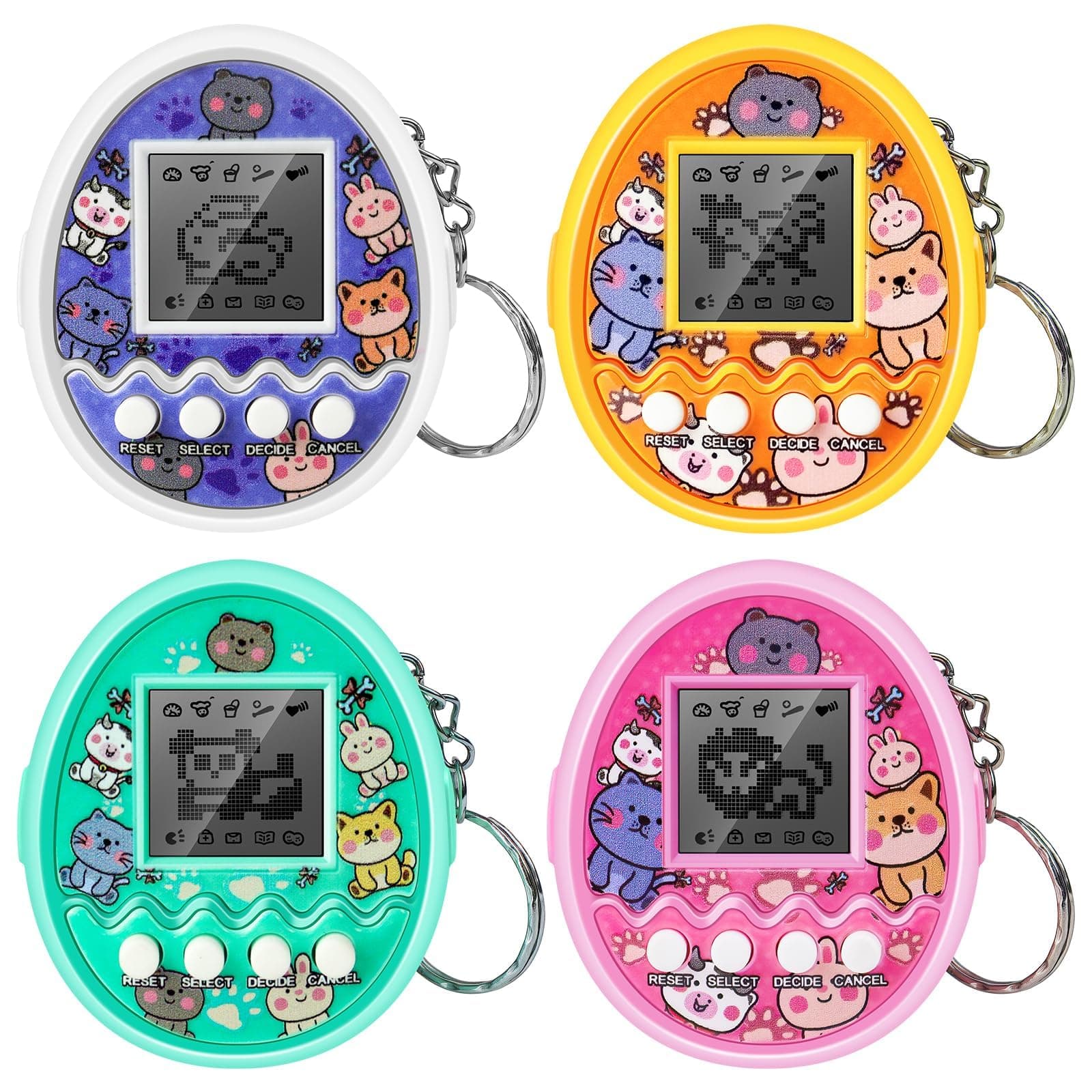 KASTWAVEInteractive Toy Digital Pet - Virtual Electronic Pets Video Game Party Favors for Kids Video Game Keychain Video Game Party Supplies