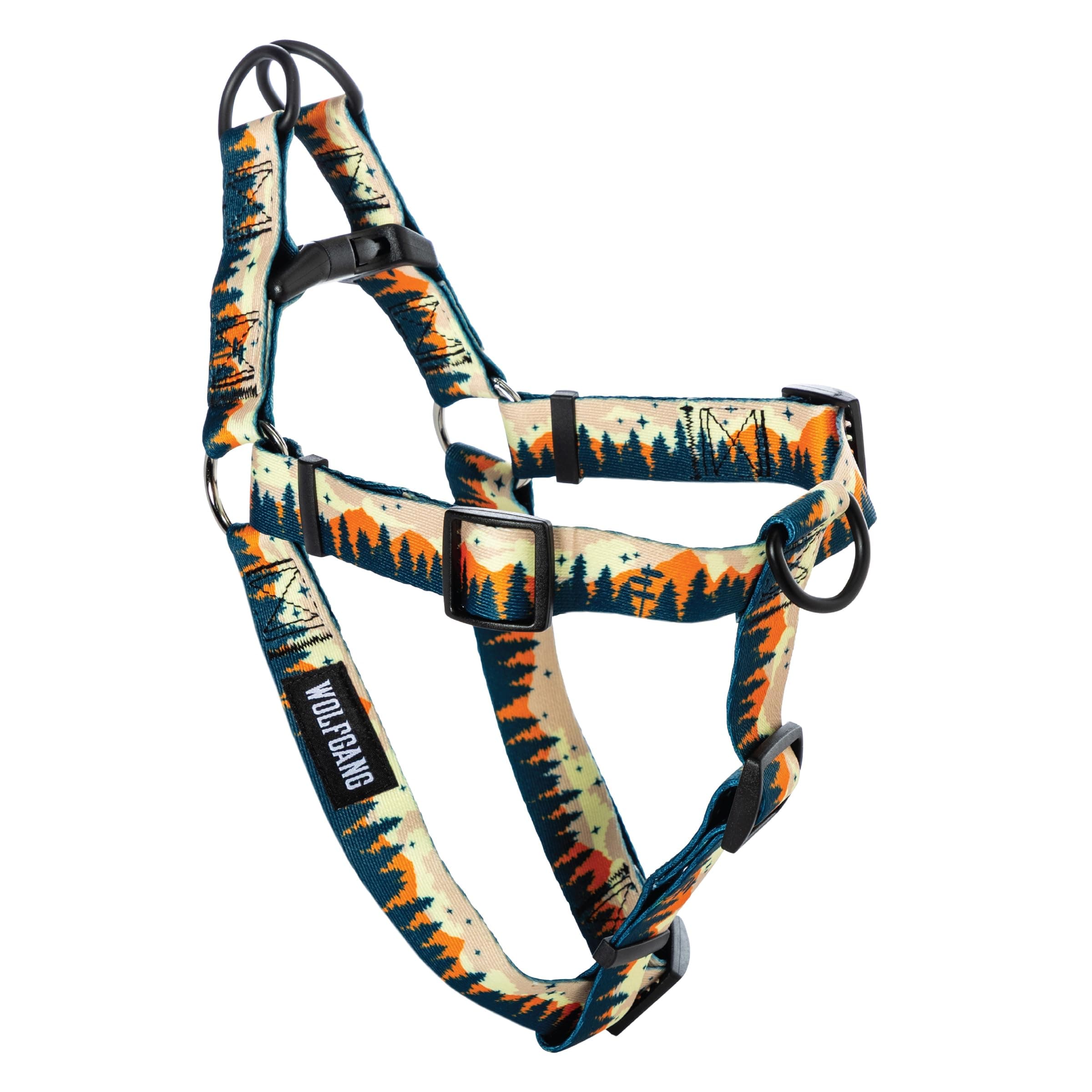 Wolfgang Heavy Duty Adjustable Dog Harness, Pull-Tested to Over 800 lbs for Walking & Training, Overland Print, Small