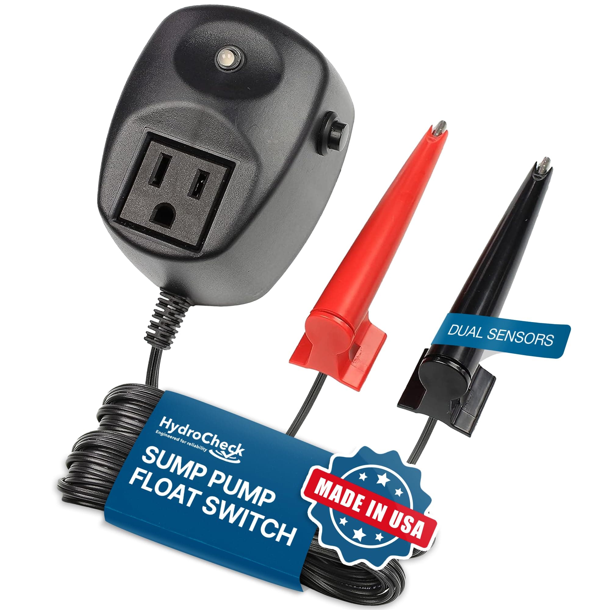 Sump Pump Float Switch with Hi-Lo Dual Sensors & Built-in Alarms