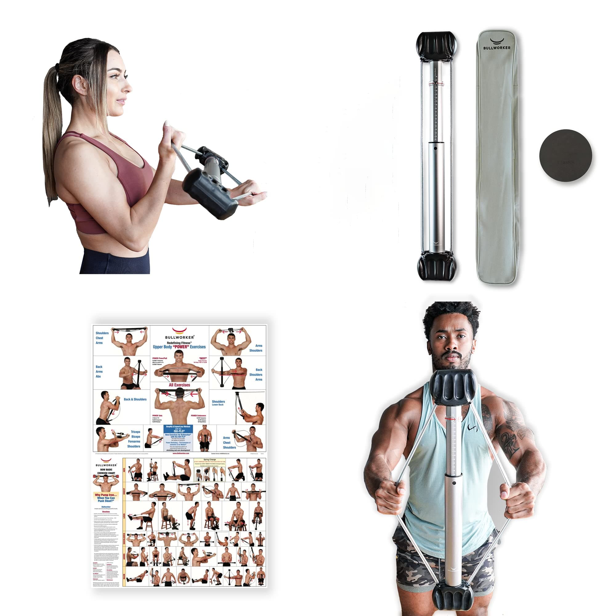 Bullworker Bow Basic 28" | Isometric Strength Training Equipment for Full Body Fitness Portable Home Gym Variable Resistance