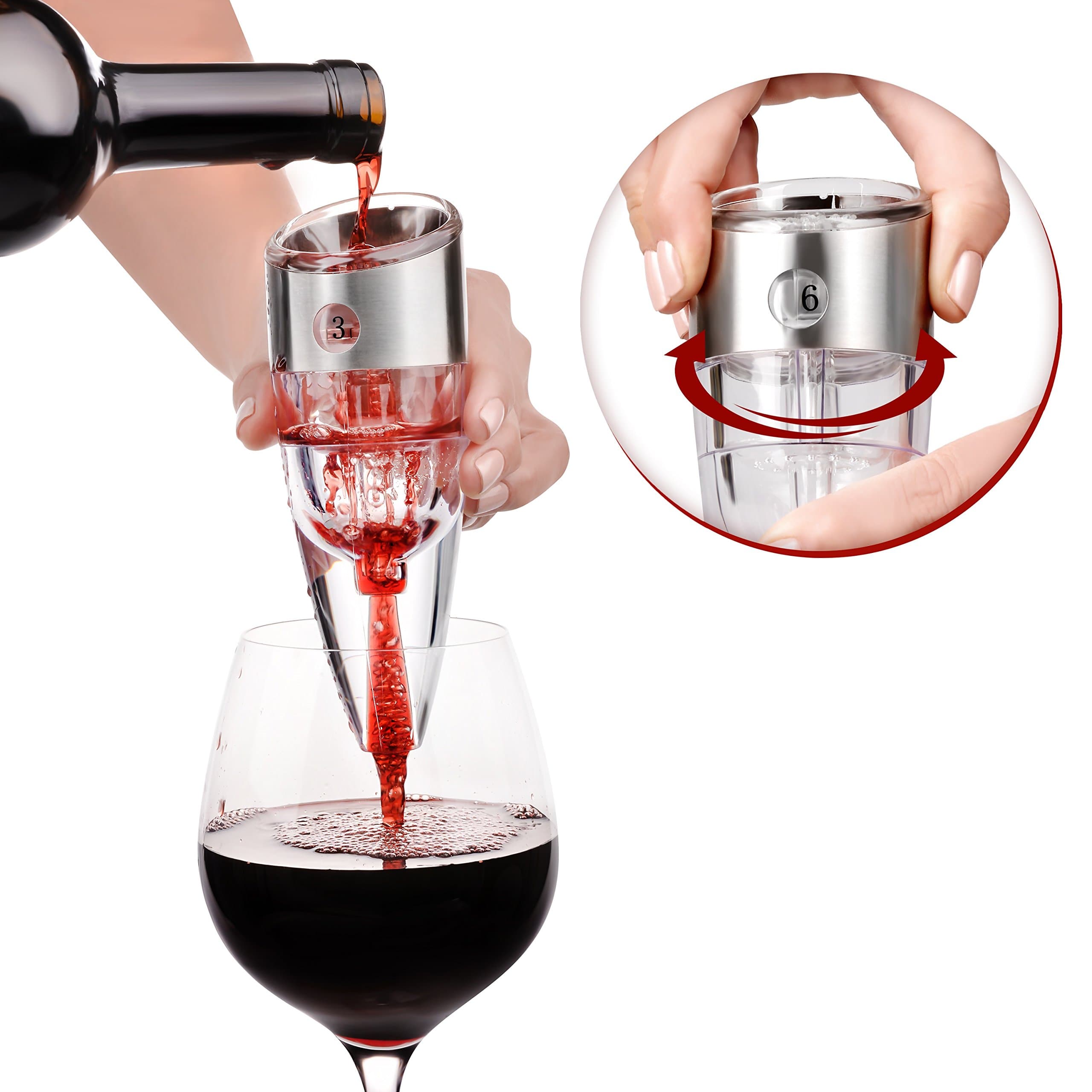 UNIQUE: Wine Aerator Decanter Pourer with 6-SPEED FLOW CONTROLLER - Tune the Flavor of the Vino to Your Own Taste, Spout the Best Quality of Life into Your glass The Necessary Accessory Gift