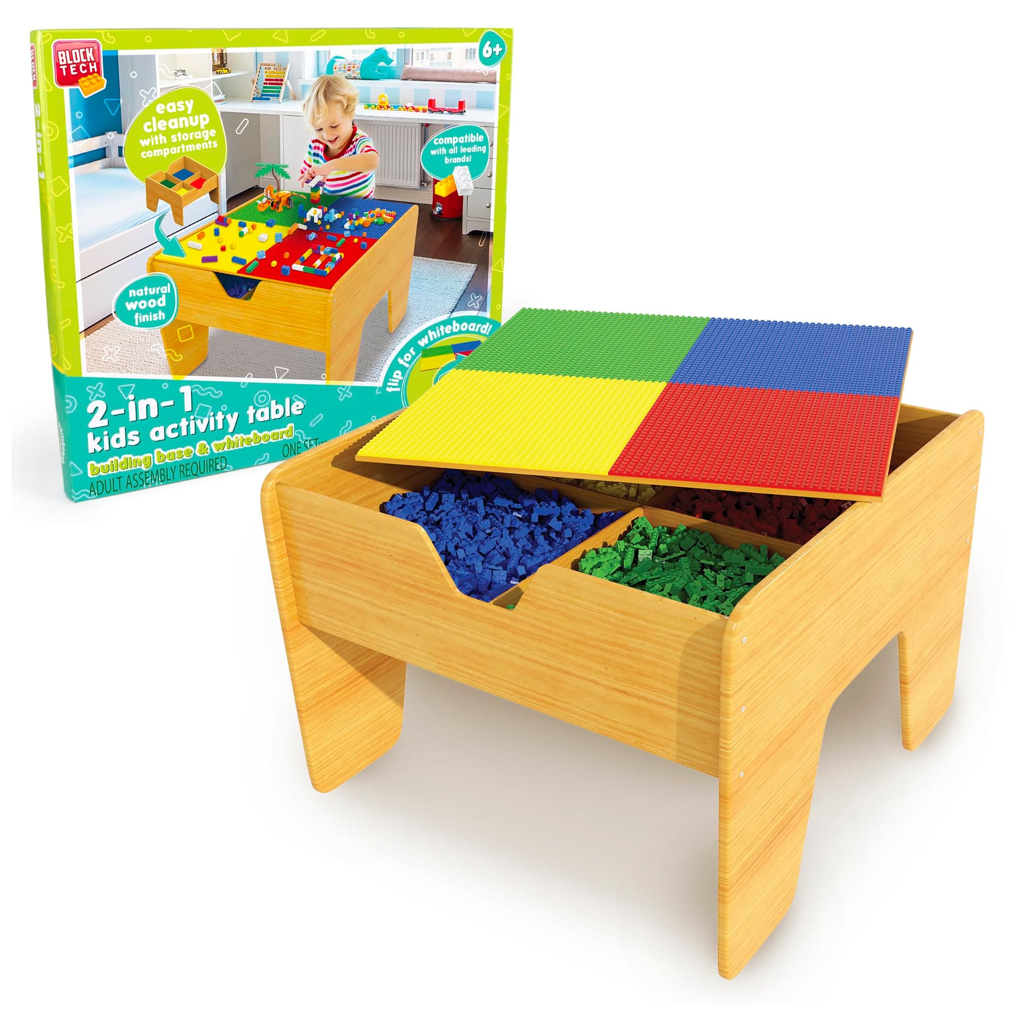 Abeec Kids Activity Table, 2-in-1 Building Block & Art Station for Toddlers and Kids