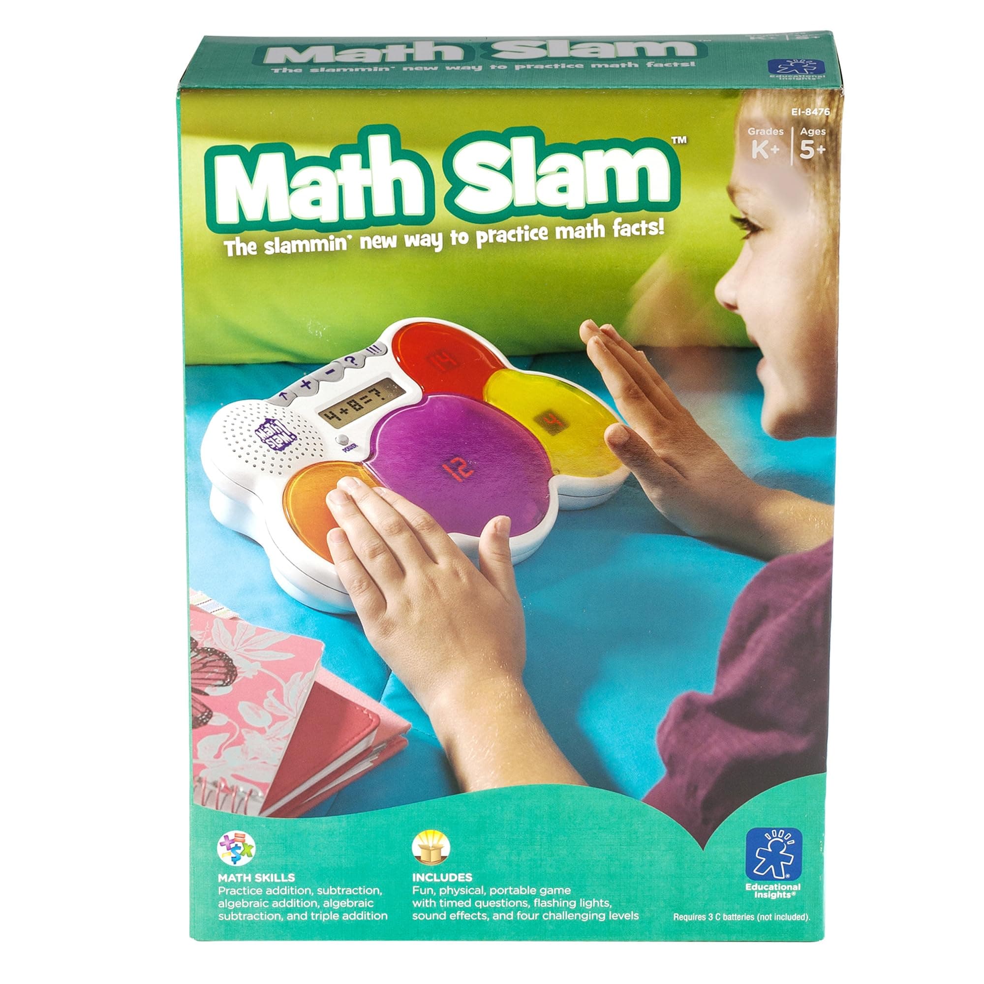 Educational Insights Math Slam, Electronic Math Game for Kids Ages 5+, Addition & Subtraction for Home or Classroom, Multicolor