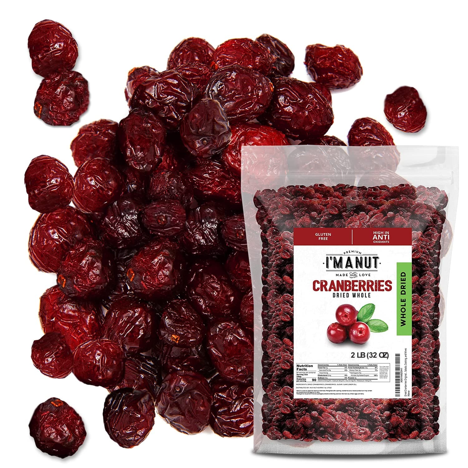 - Dried Cranberries Original 2 Pound (32 oz) Batch Tested Gluten & Peanut Free | Resealable Bag | High in Antioxidant | Great for Salads, Cooking and Mixes | Sweetened