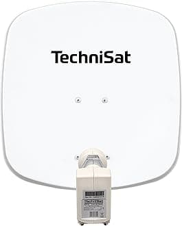 TechniSatDIGIDISH 45 - Satellite Dish for 2 Participants (45 cm Compact Satellite System - including Wall Mount, An-Roof Fitting for Mast Mounting (30-63 mm), and Universal Twin LNB) White Polar