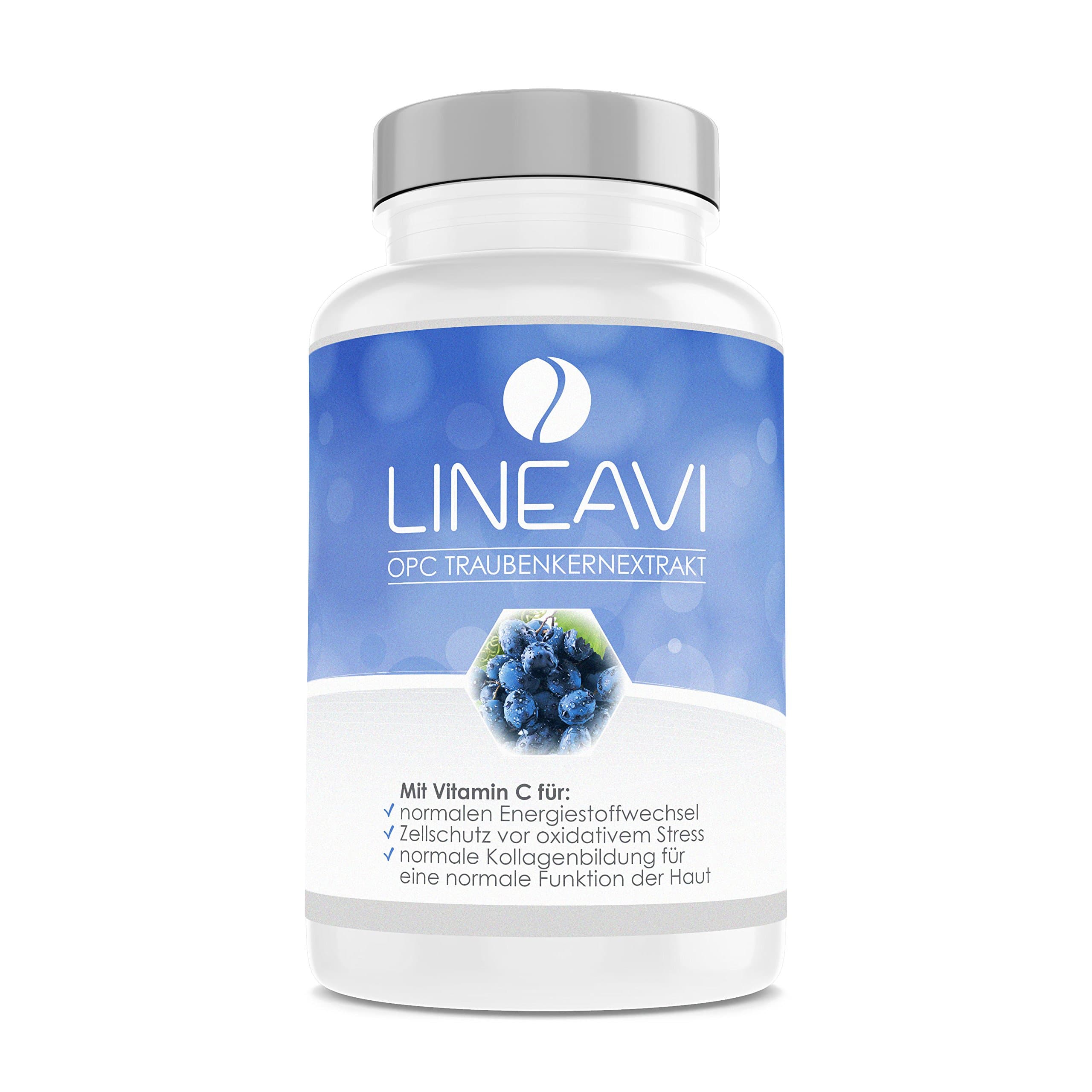 LINEAVI OPC Grape Seed Extract, 200 mg per Daily dose, 95% oligomeric proanthocyanidins, with Natural Vitamin C, Made in Germany, 90 Vegetarian Capsules (2-Month Supply)