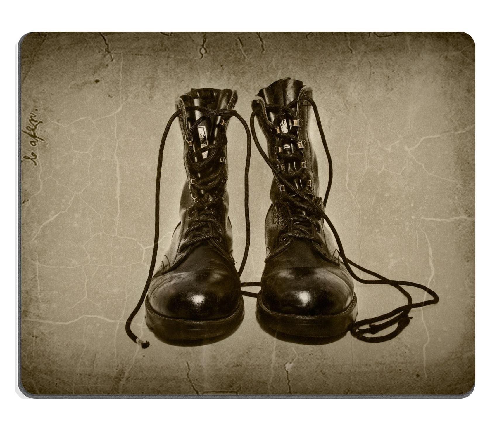 Mousepads military boots on aged background retro effect applied on them IMAGE ID 30986462 by Liili Customized Mousepads Stain Resistance Collector Kit Kitchen Table Top Desk Drink Customized Stain Resistance Collector Kit Kitchen Table Top Desk