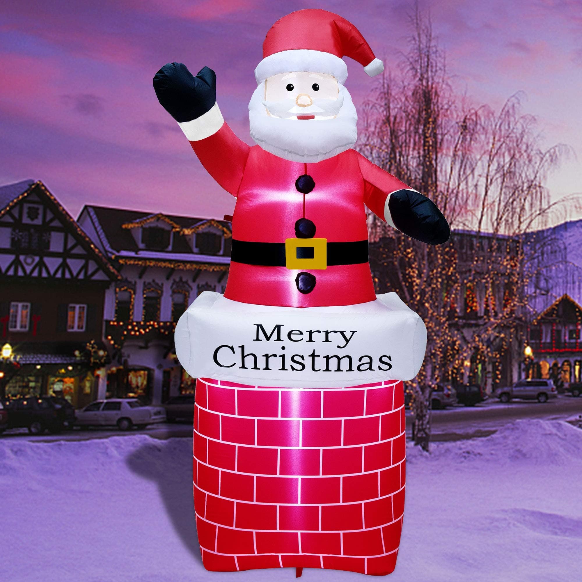 Inflatable Santa Claus in Chimney