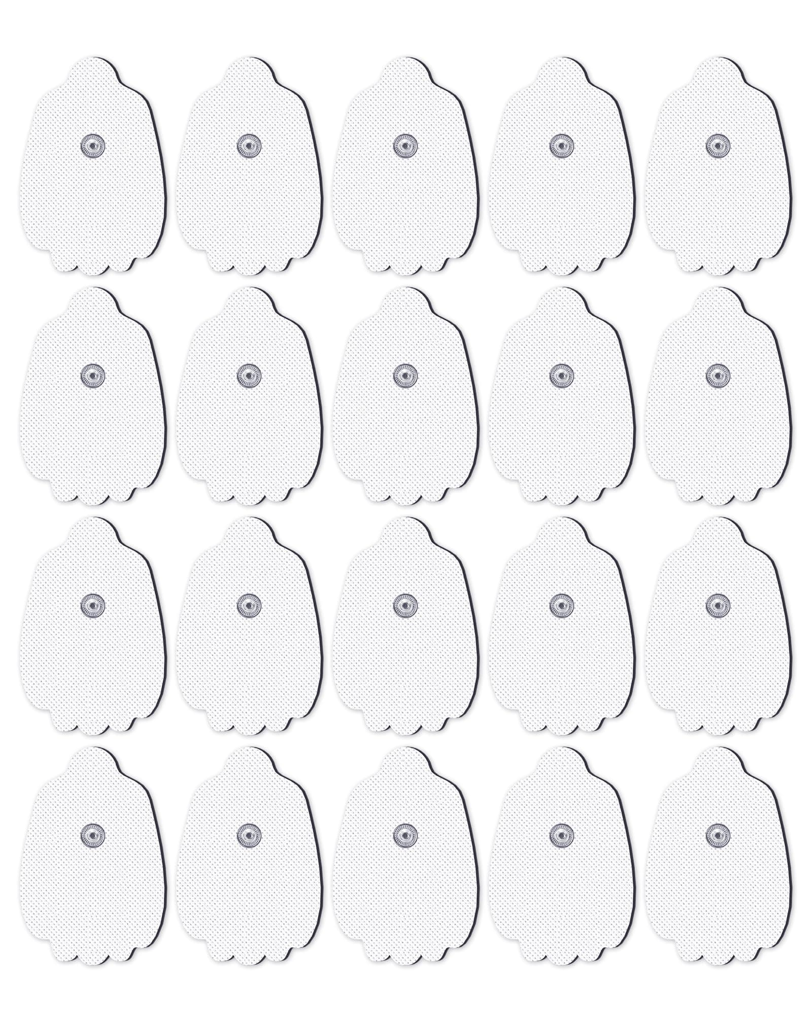 AVCOO 20-Pack TENS Unit Replacement Pads, Long-Lasting Snap Electrodes for 50 Times of Use per Pad, Latex-Free TENS Pads Set Compatible with TENS EMS Devices Using 3.5mm Button Lead Wires