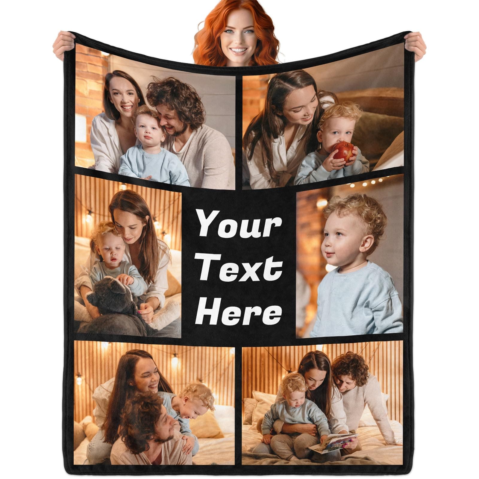 WNNNS Custom Blanket with Photos Texts Personalized Blanket Customized HD-Pri...