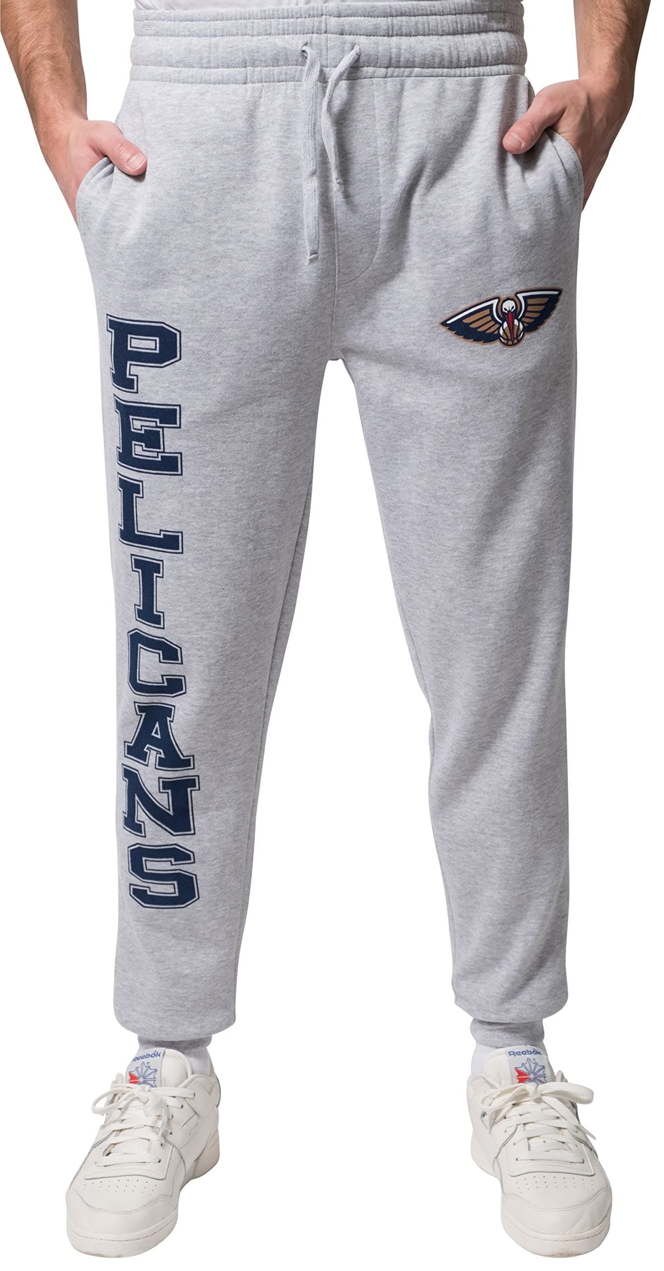 GlobalNiche® NBA Orleans Pelicans Men's Jogger Pants Active Basic Soft Terry Sweatpants, X-Large, Gray