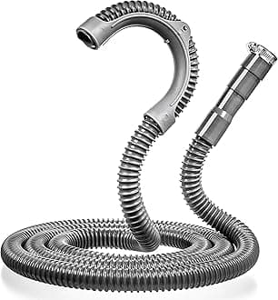 Universal Washing Machine 6 Ft Corrugated & Flexible Washer HIgh Pressure Hose - Installation Replacement - Reinforced with Clamp