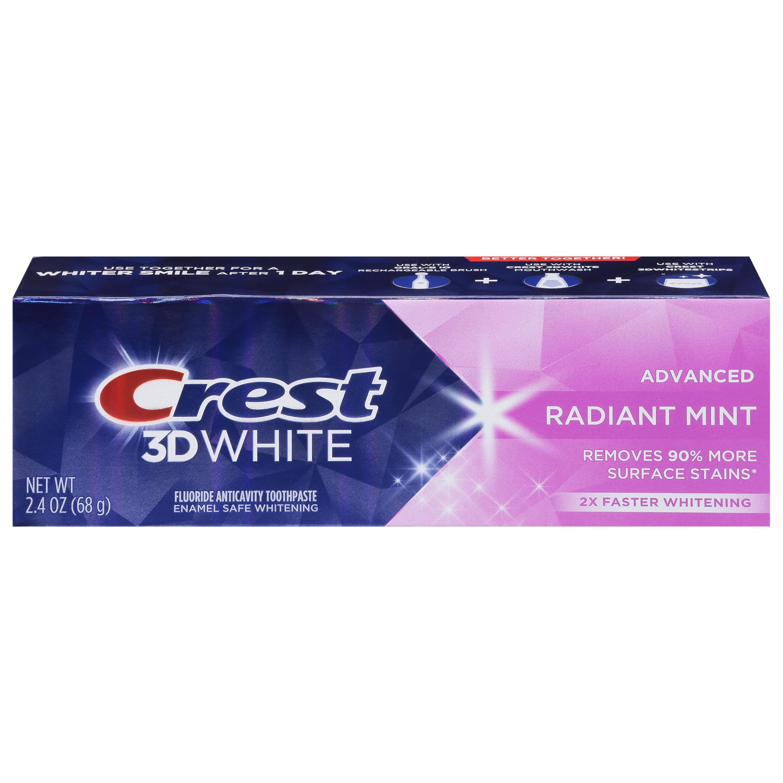 3D White Advanced Teeth Whitening Toothpaste, Radiant Mint, 2.4 oz