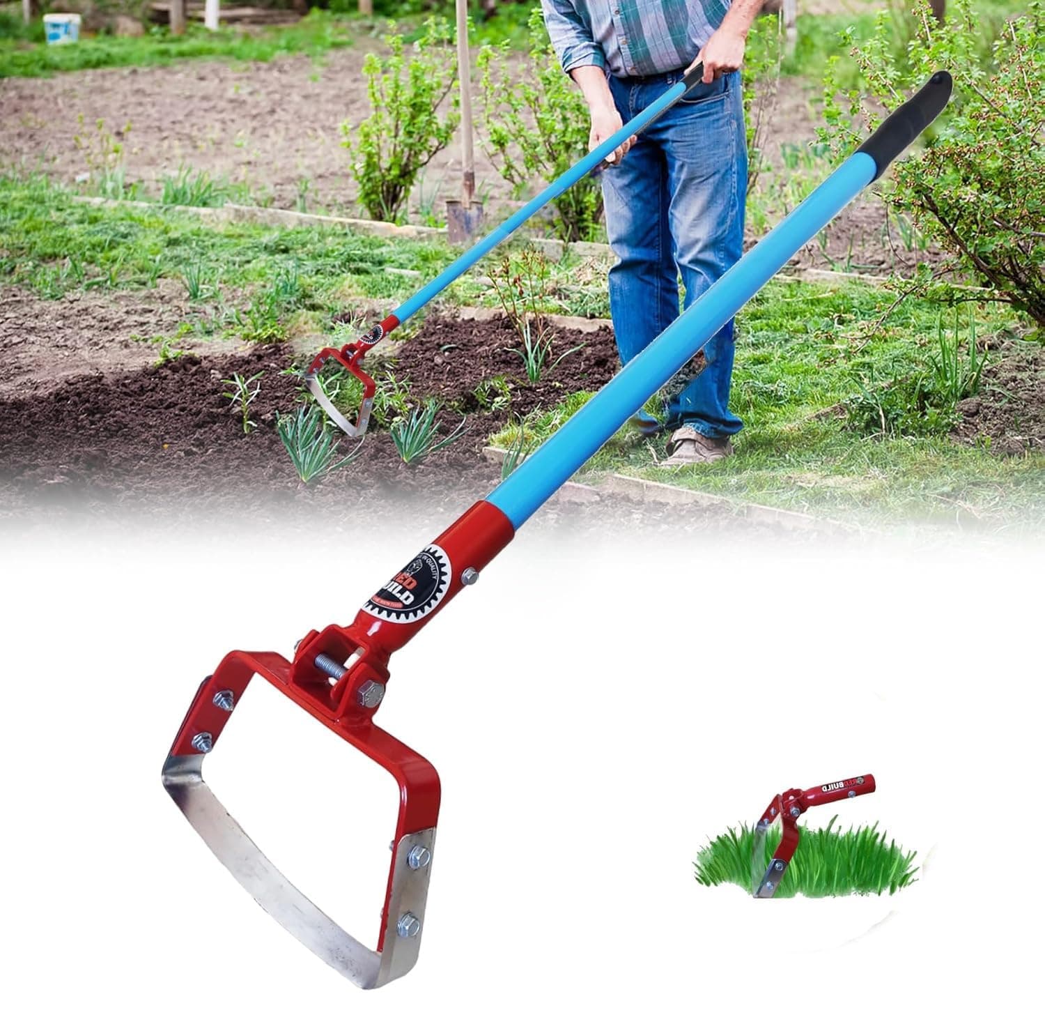 Heavy Duty Hand Weeder with Handle (4 Feet Handle) | Manual Weeder for Agriculture | Weed Remover | Weed Removal Equipment | Agriculture Tools for Farming | Stirrup Hoe