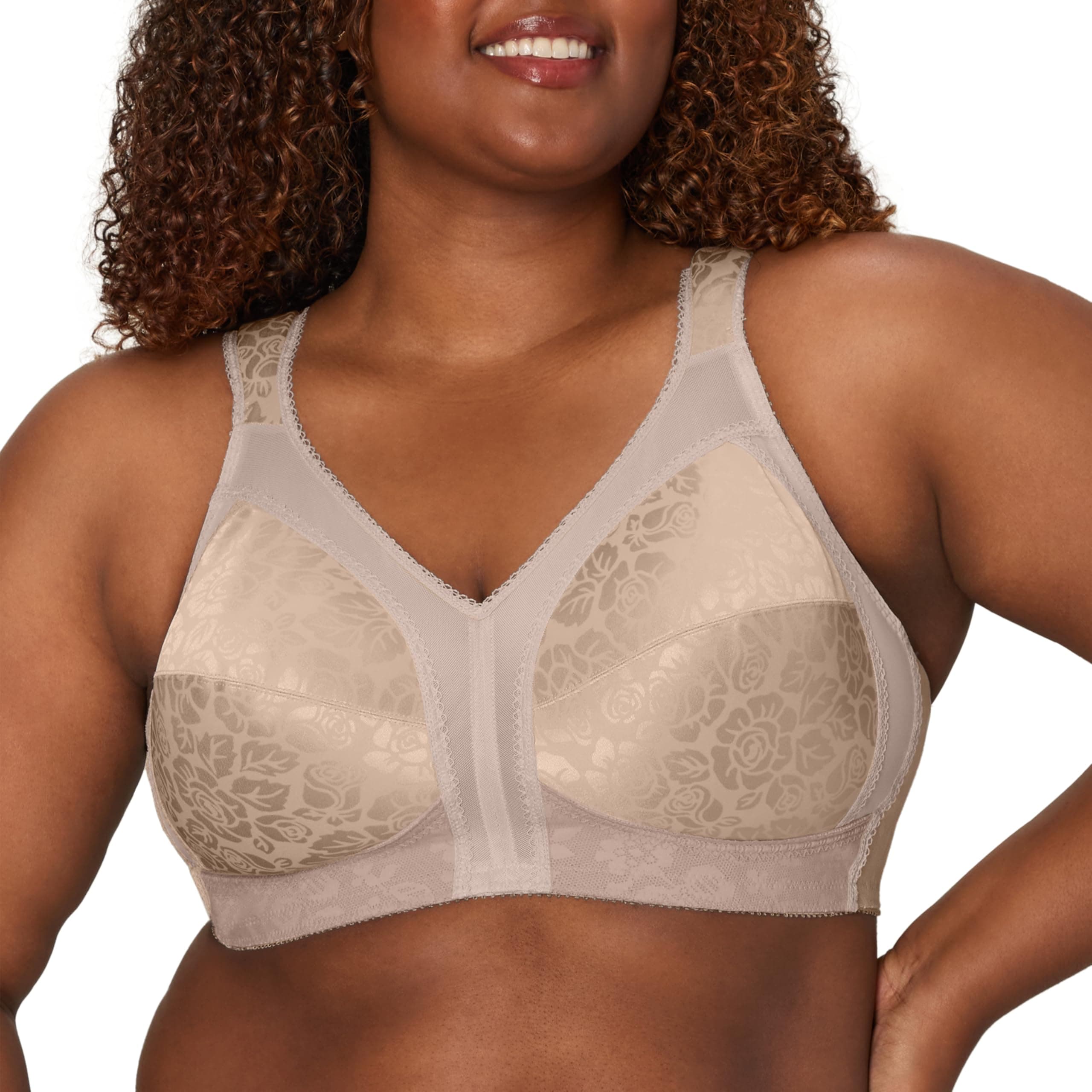 Women's Wireless Bra, 18 Hour Plus-Size Bras Available, Full Coverage, Smoothing, 4693, Single or 2-Pack