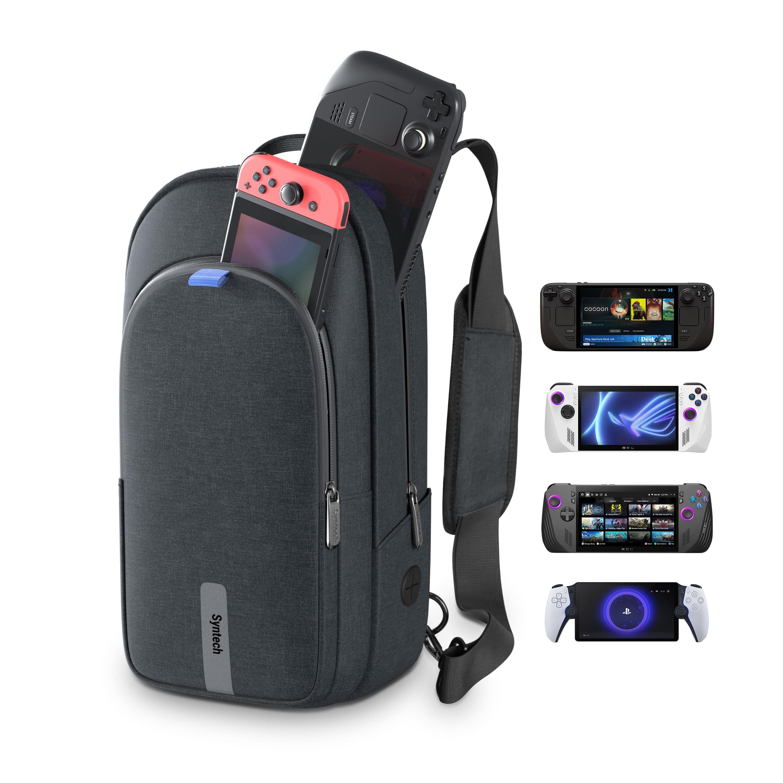 Carrying Case Compatible with Steam Deck OLED/ROG Ally X/ROG Xbox Ally X/Legion Go S/Nintendo Switch 2/PS Portal, Portable Travel Sling Bag for Consoles & Accessories with Large Storage, Black