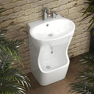 NoveraGlobal Muslim Wudu Basin for Ablution | Foot Washing Sink with All Accessories | Ideal for Home, Hotel, and Mosque | Premium Imported Ceramic Wash Basin. (56.5 × 44 × 85 cm) | 5 Years Warranty