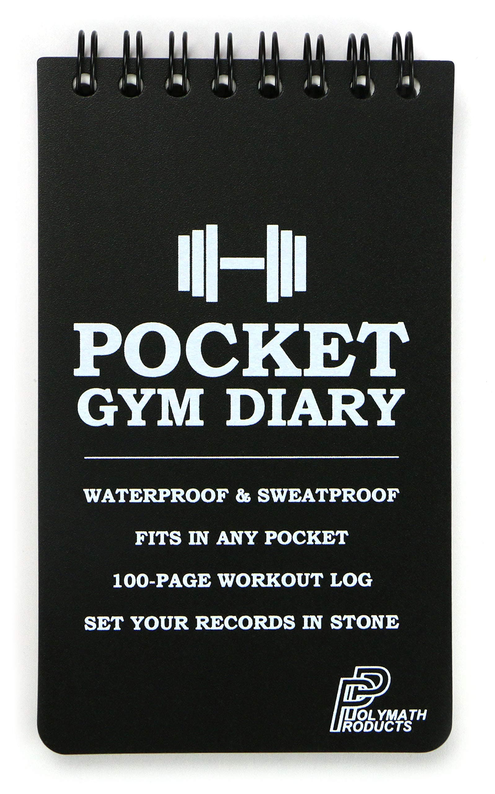 Pocket Gym Diary –100-page workout log. Handy size (3 x 5 inch) - fits in any pocket. 100% waterproof and sweatproof fitness training diary.