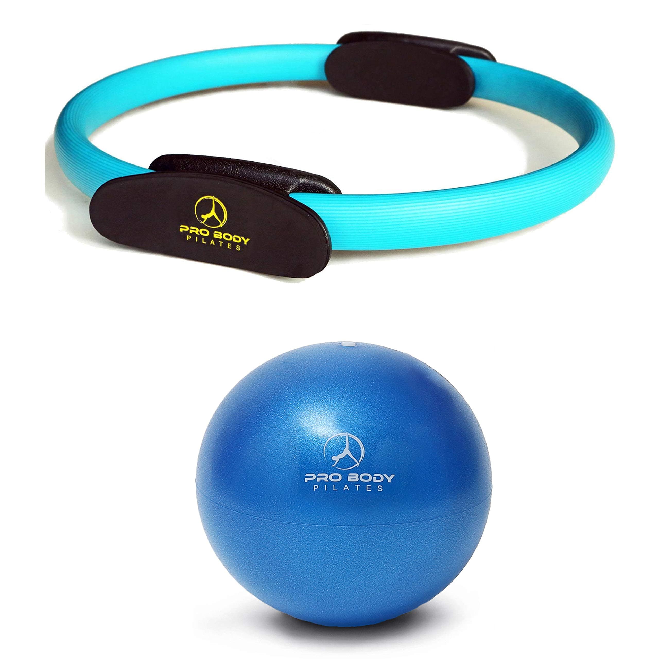 ProBody Pilates Ring and Mini Exercise Ball (2 pcs) - Magic Circle and Barre Ball Bundle for Stability, Barre, Yoga, Core Training and Physical Therapy